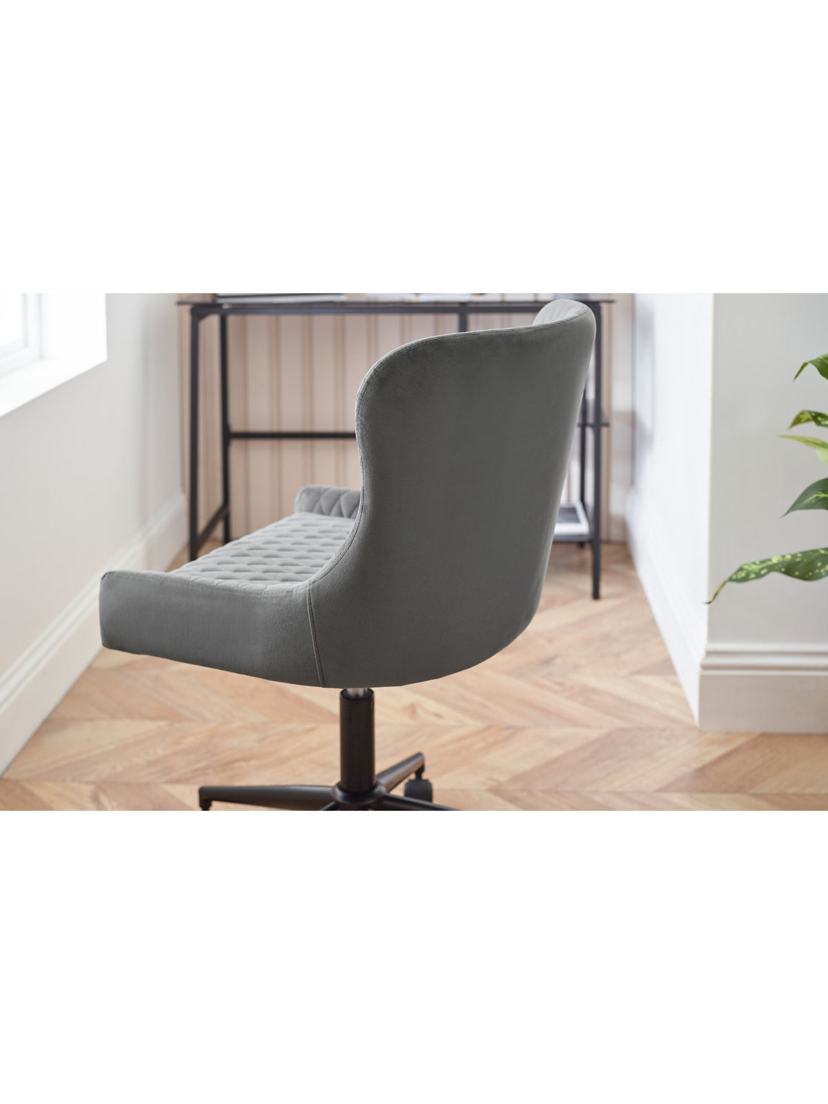 Luxe Office Chair In Grey Velvet