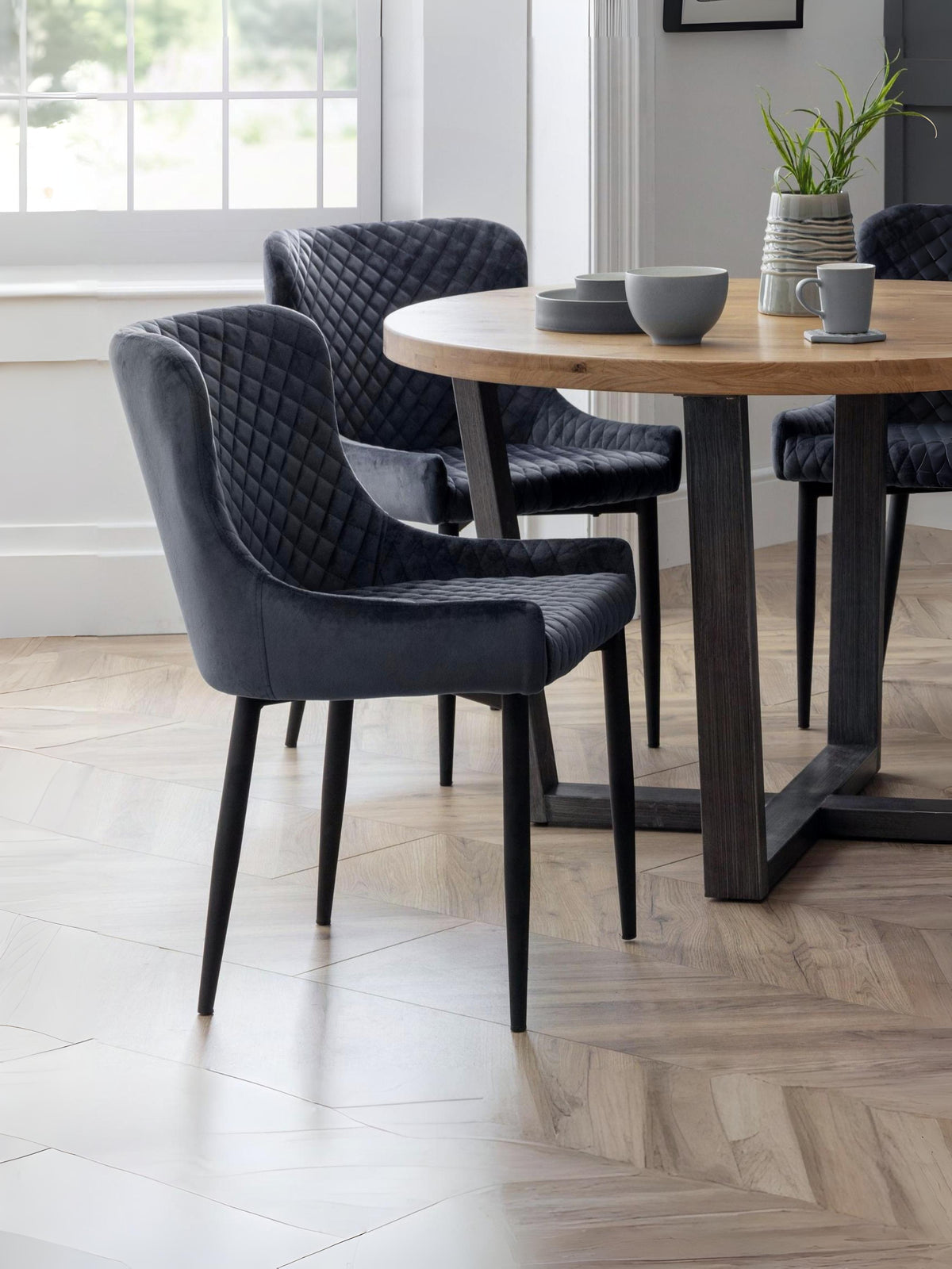 Luxe Velvet Dining Chairs - Grey (Set Of 2)