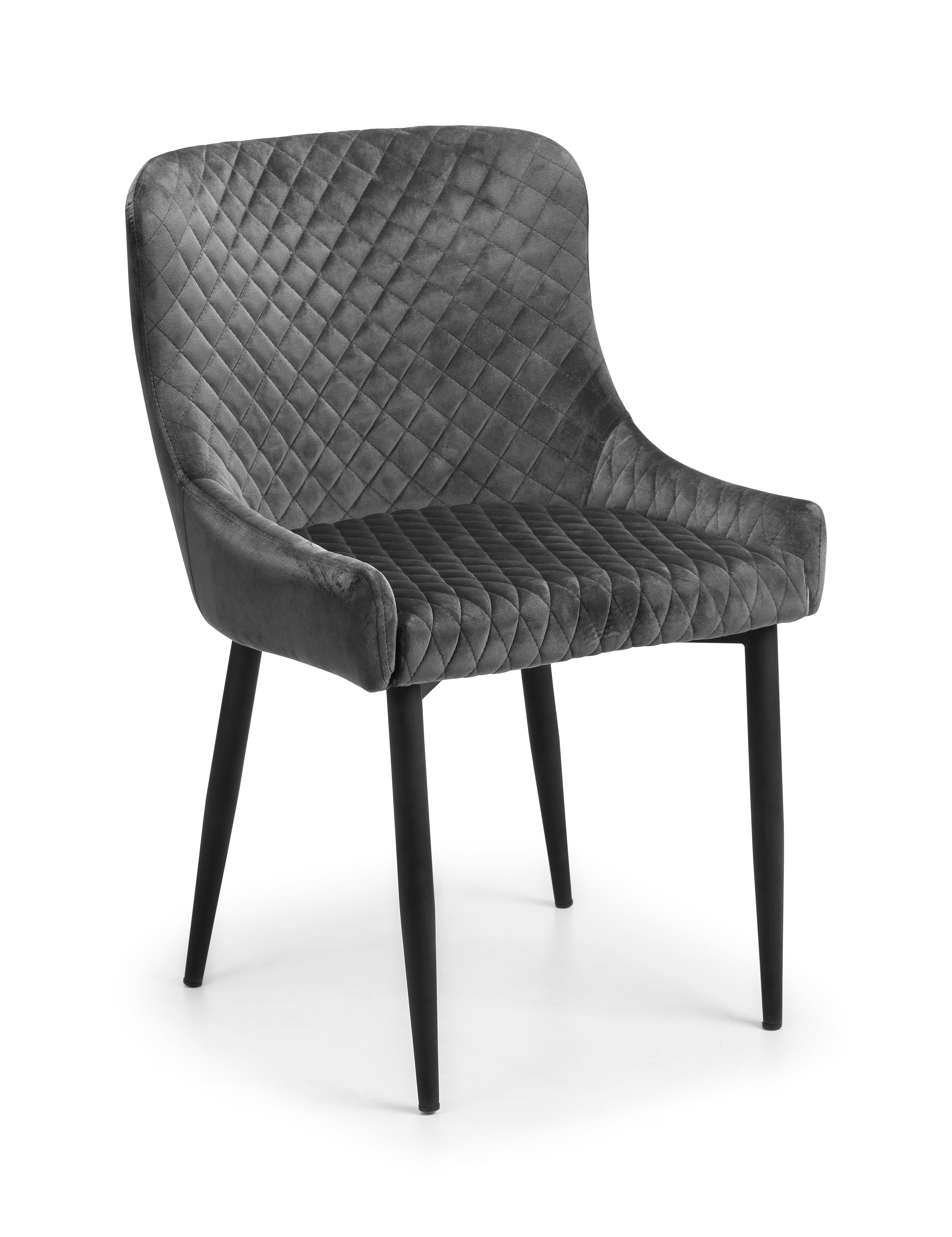 Luxe Velvet Dining Chairs - Grey (Set Of 2) – Julian Bowen, view 3