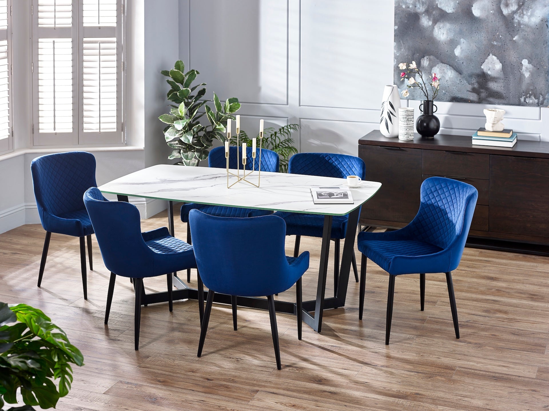 Luxe Velvet Dining Chairs - Blue (Set Of 2) – Julian Bowen, view 10