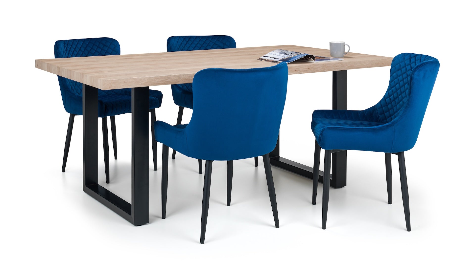 Luxe Velvet Dining Chairs - Blue (Set Of 2) – Julian Bowen, view 7