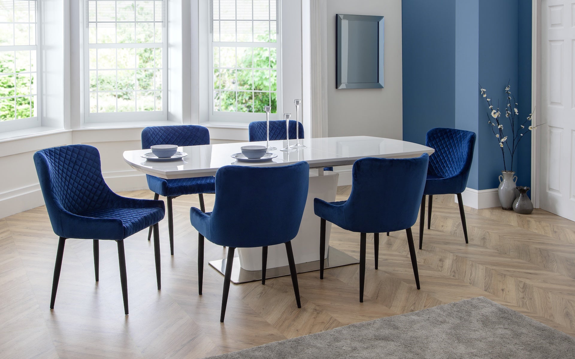 Luxe Velvet Dining Chairs - Blue (Set Of 2) – Julian Bowen, view 8