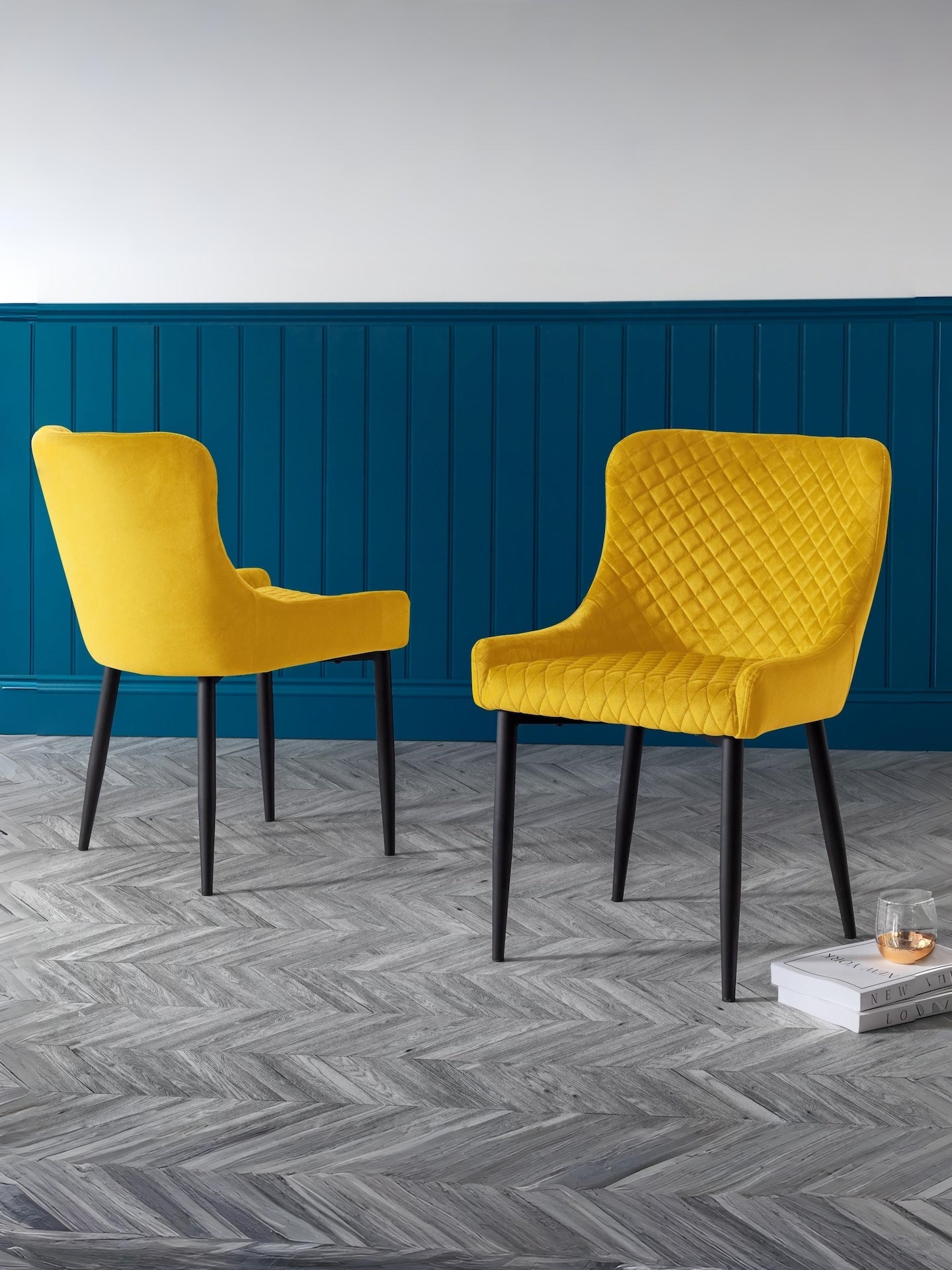 Luxe Velvet Dining Chairs - Mustard (Set Of 2) – Julian Bowen, view 2