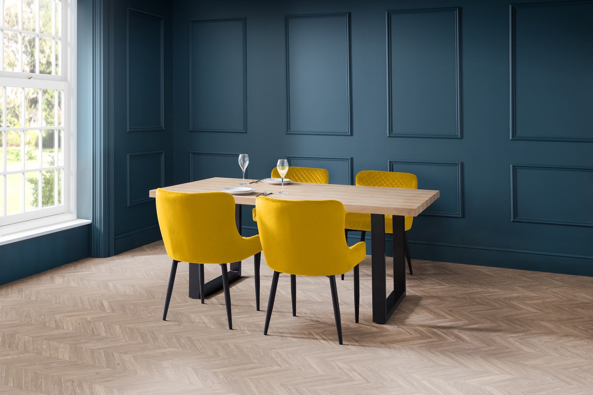 Luxe Velvet Dining Chairs - Mustard (Set Of 2) – Julian Bowen, view 4