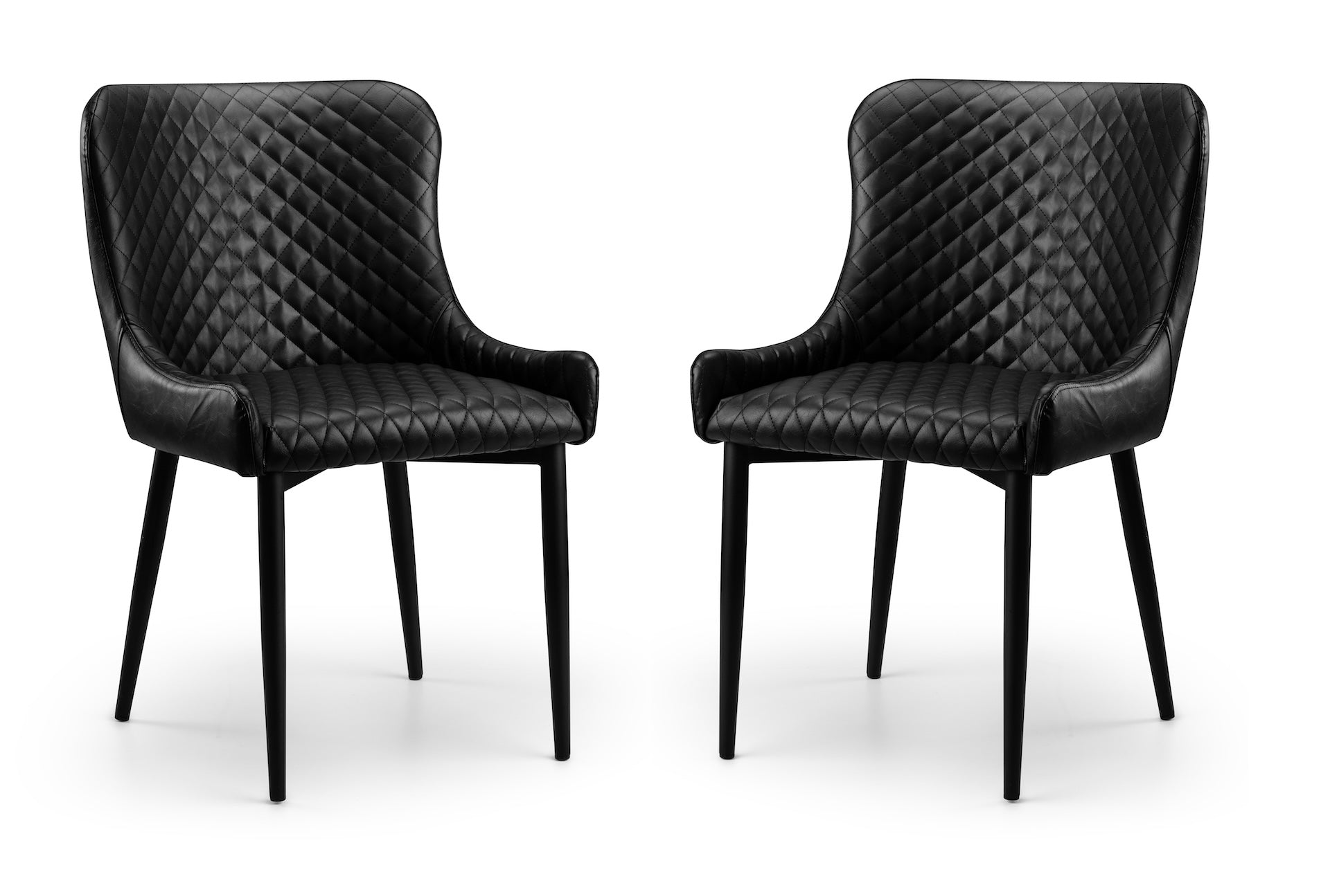 Luxe Faux Leather Dining Chairs Black (Set Of 2) – Julian Bowen
