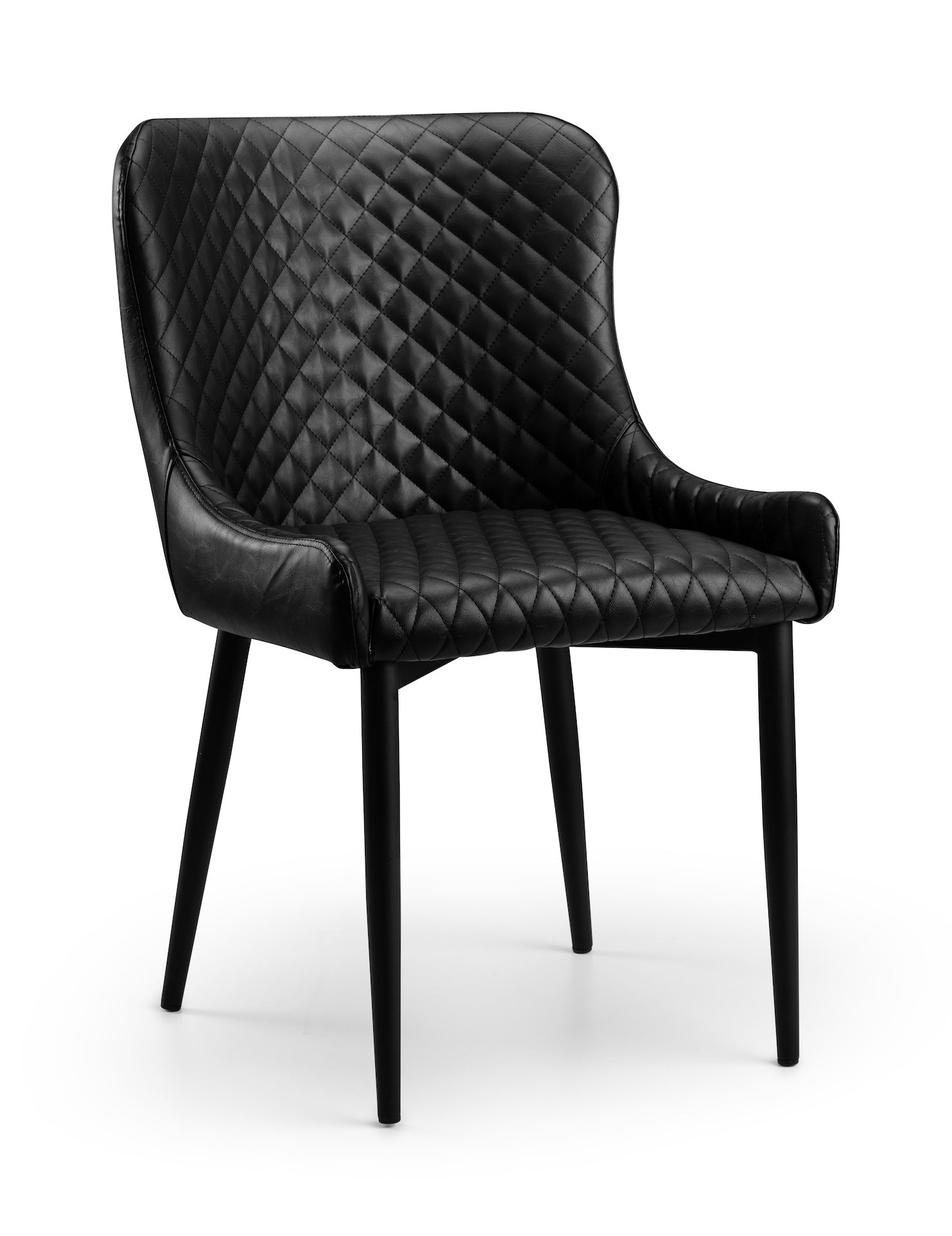 Luxe Faux Leather Dining Chairs Black (Set Of 2) – Julian Bowen, view 3