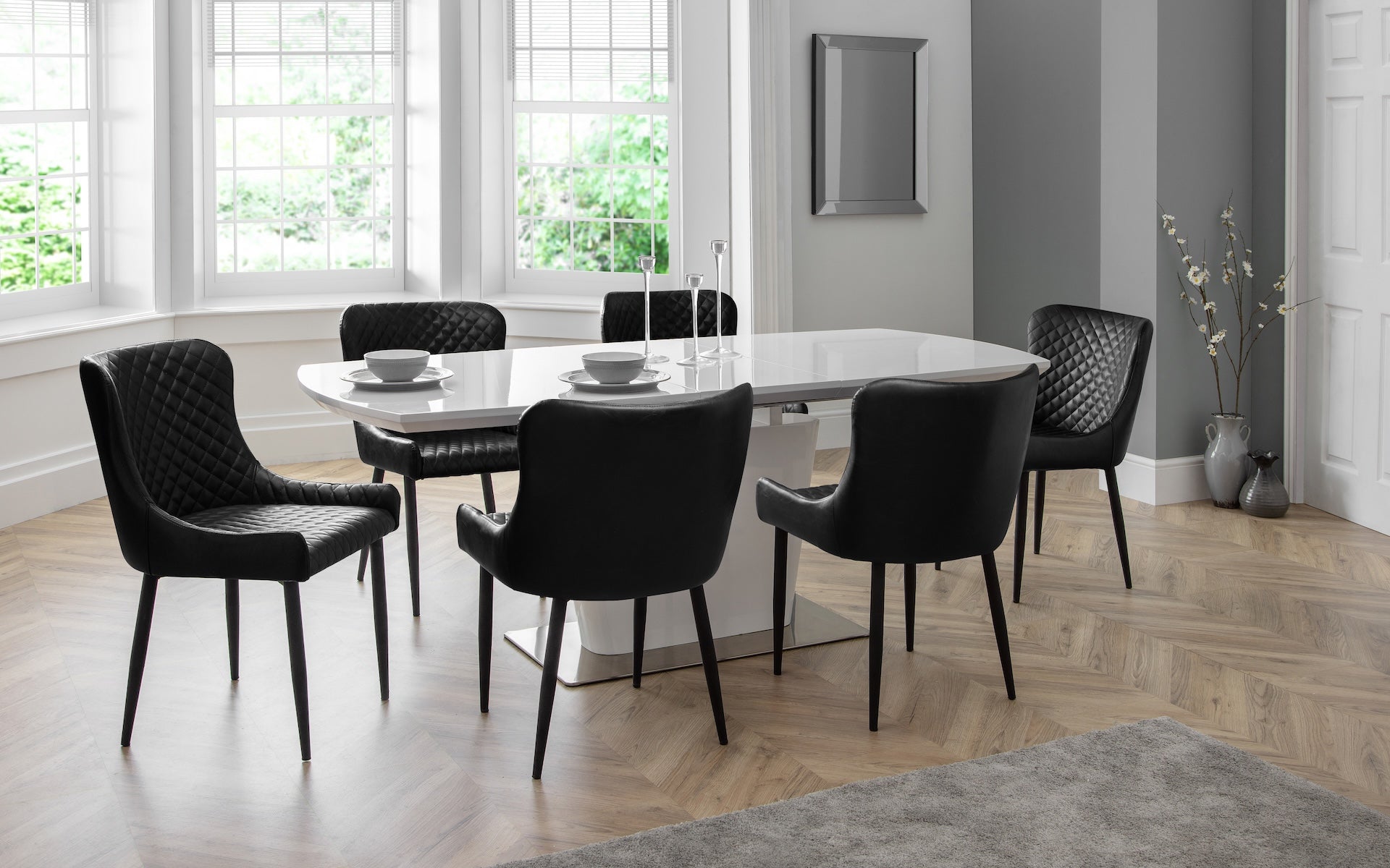 Luxe Faux Leather Dining Chairs Black (Set Of 2) – Julian Bowen, view 5