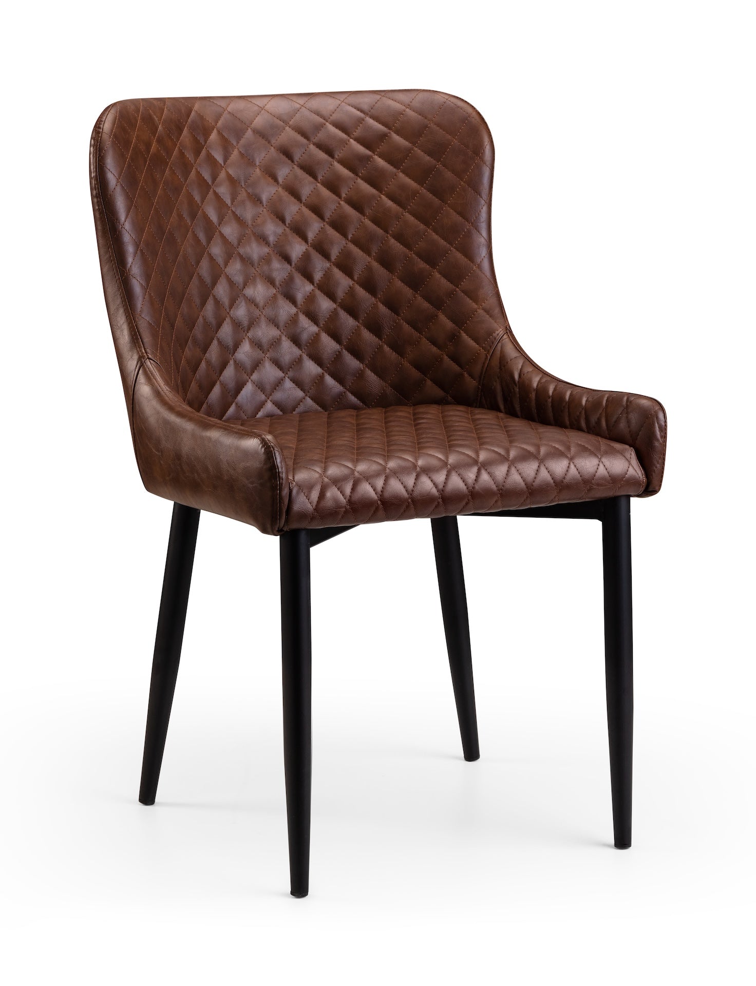 Luxe Faux Leather Dining Chairs Brown (Set Of 2) – Julian Bowen, view 3
