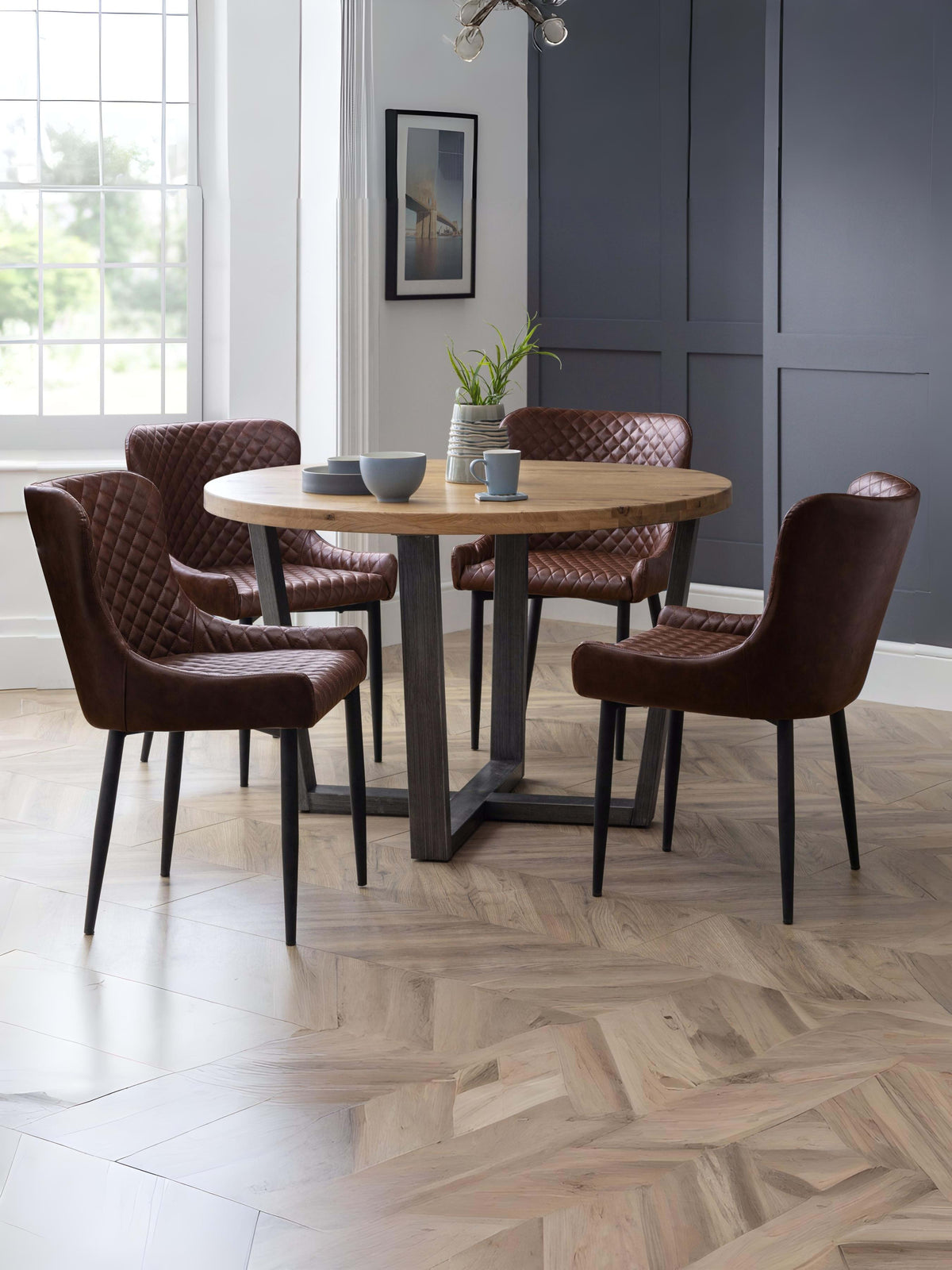 Luxe Faux Leather Dining Chairs Brown (Set Of 2)