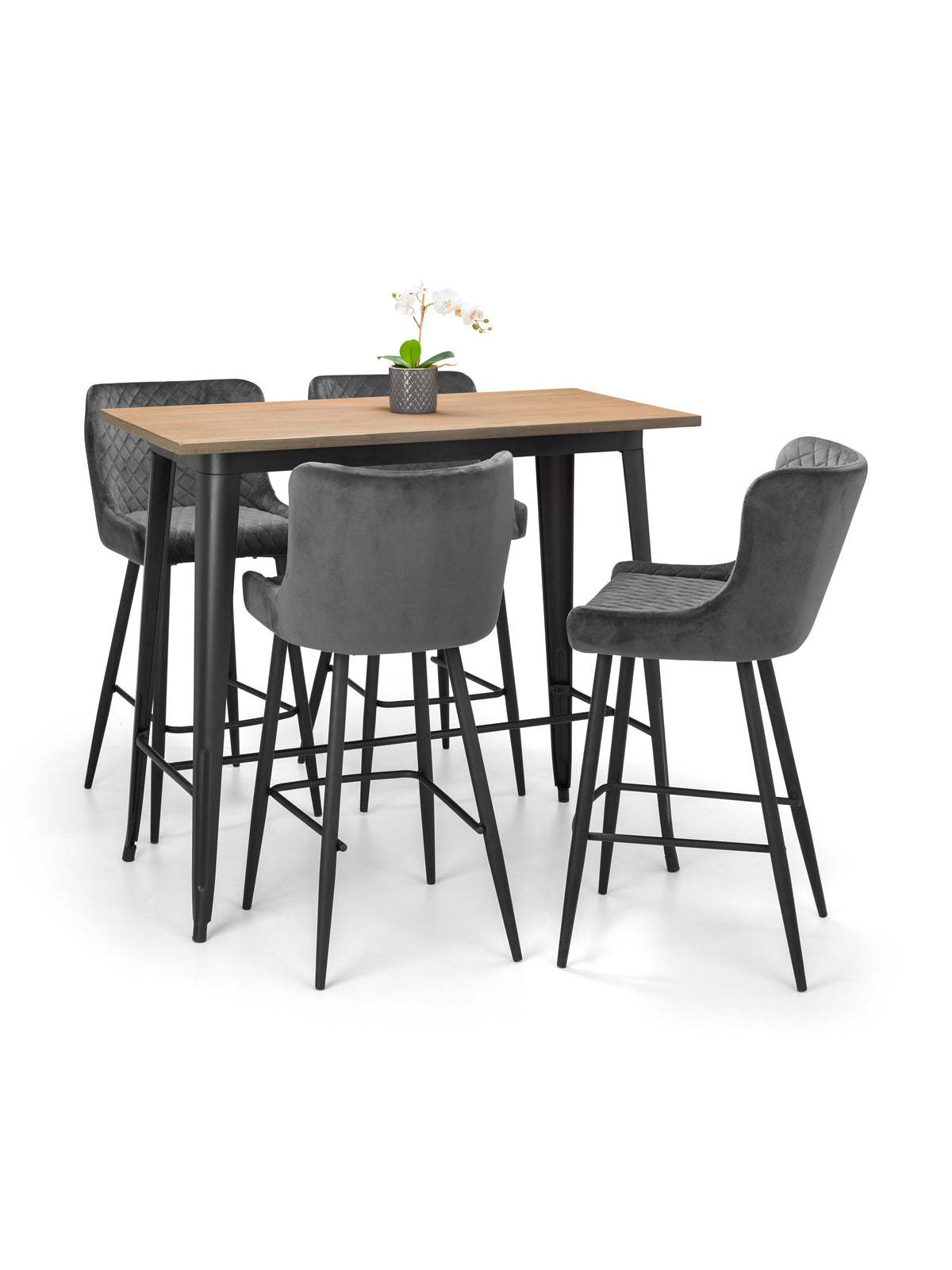 Luxe Velvet Bar Stool - Grey
