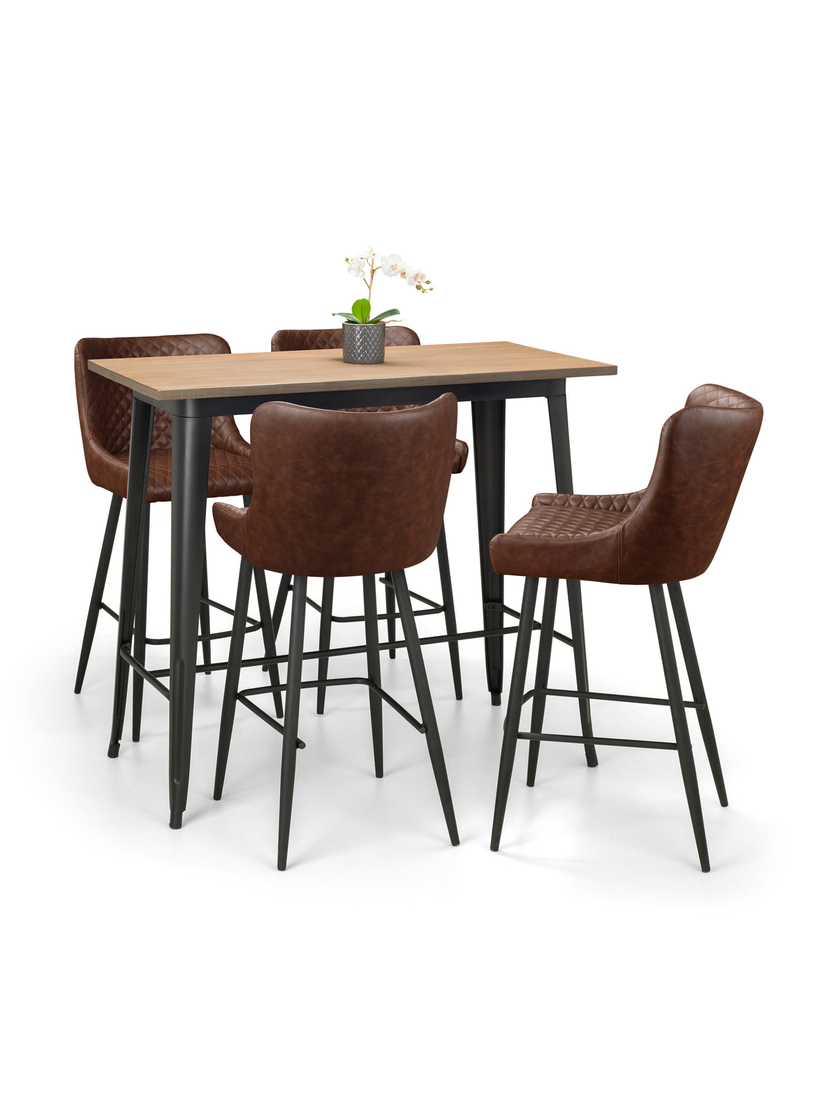 Luxe Faux Leather Barstool - Brown