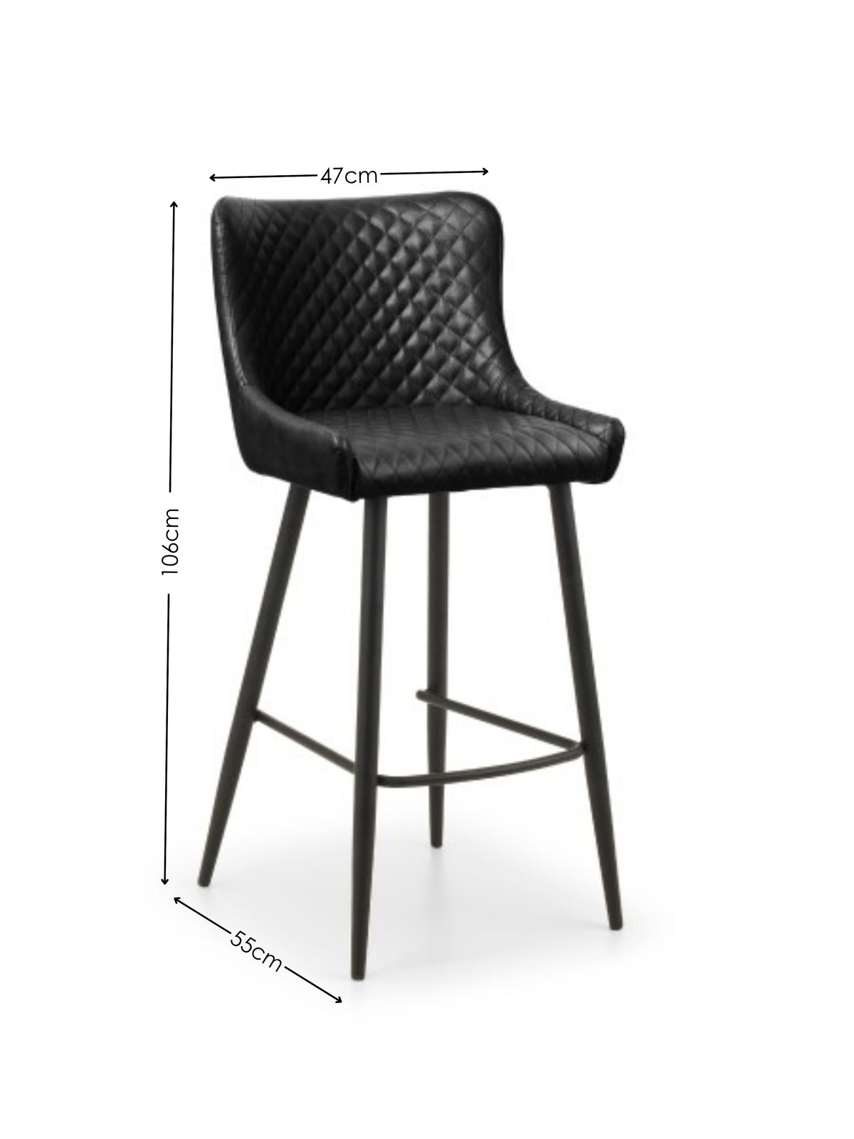 Luxe Faux Leather Barstool - Black