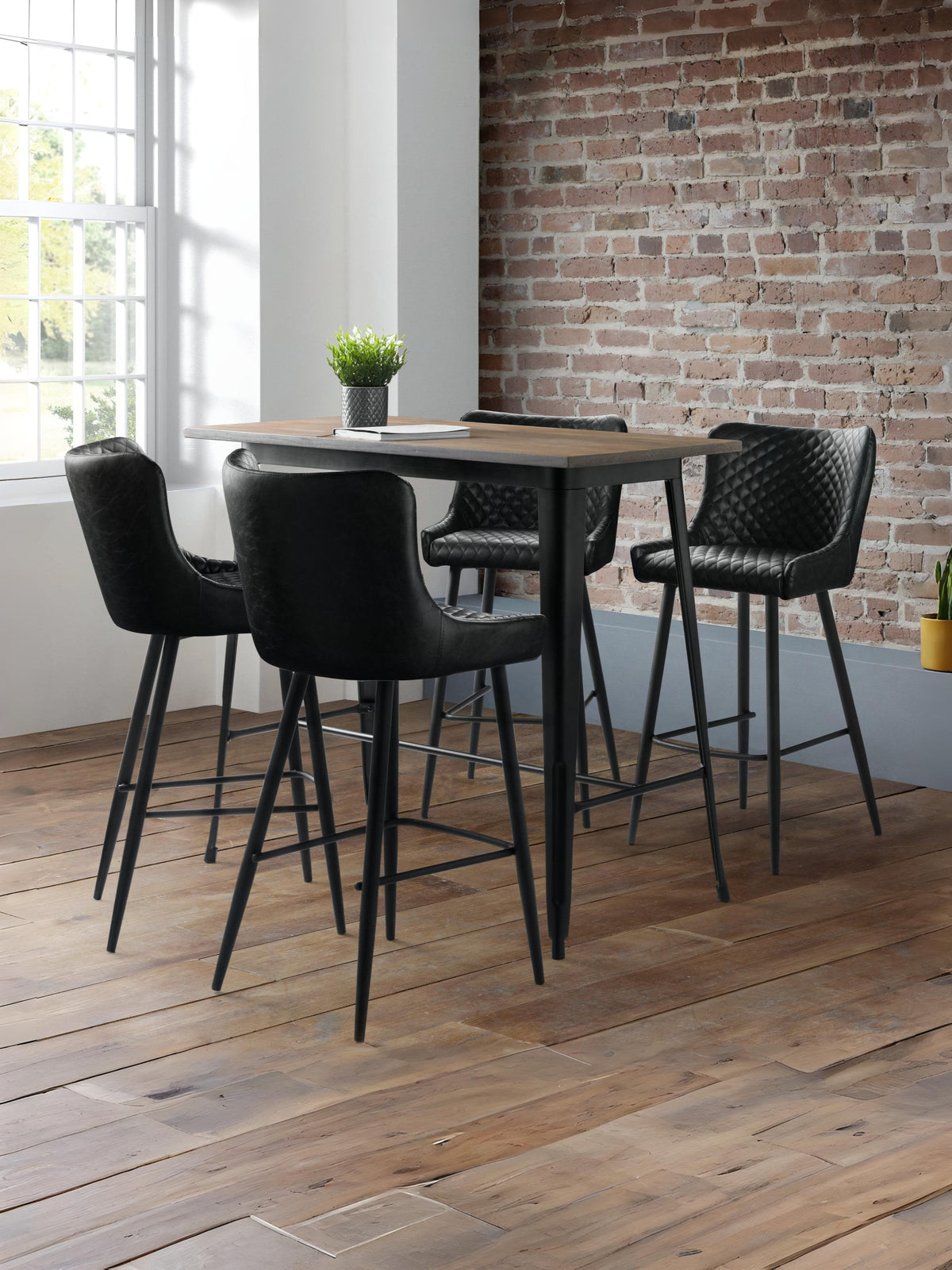 Luxe Faux Leather Barstool - Black