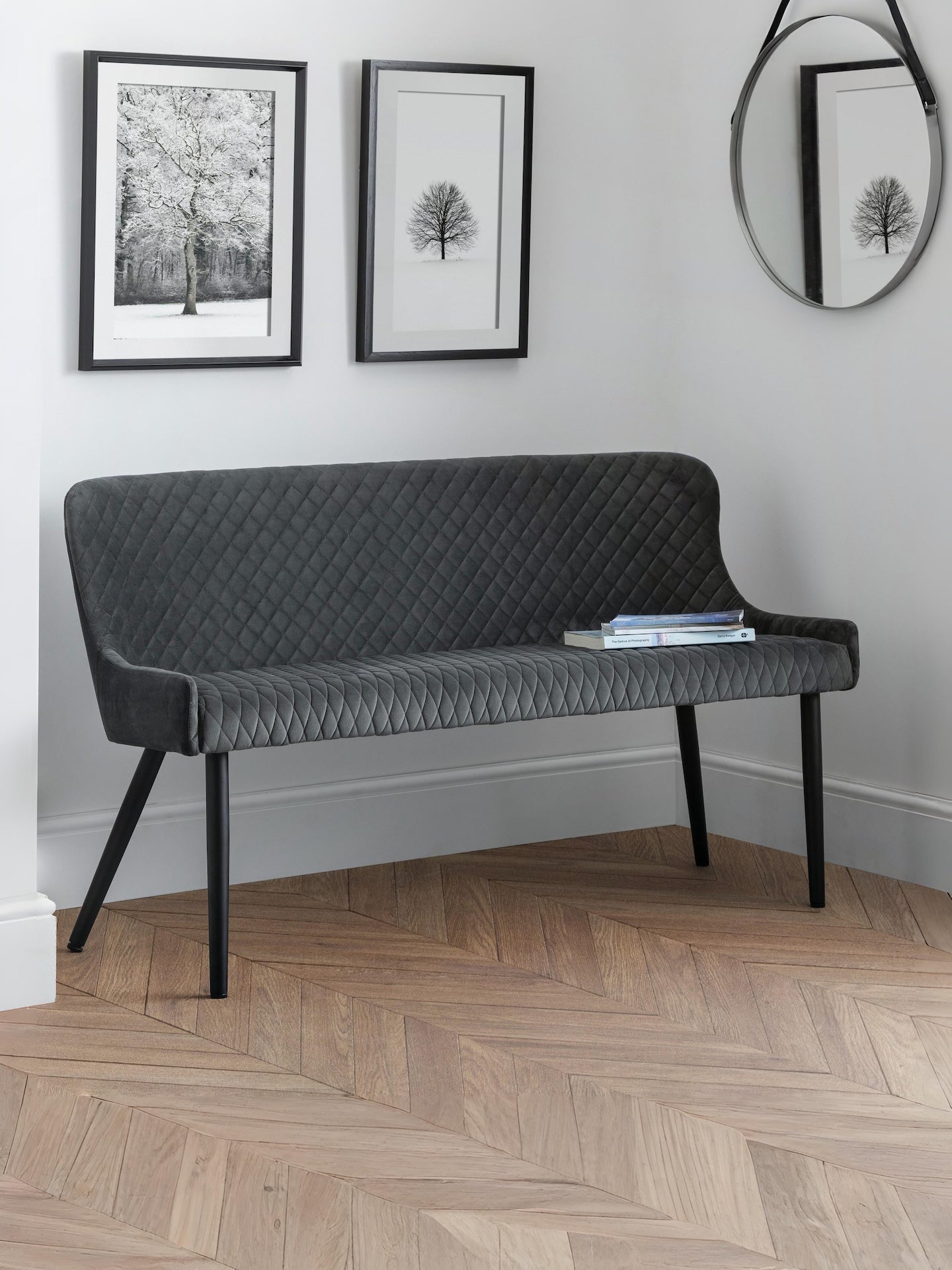 Luxe High Back Bench - Grey – Julian Bowen, view 2