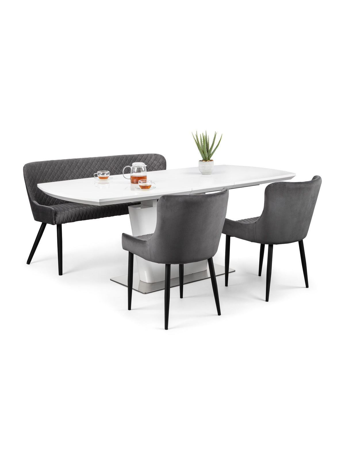 Luxe High Back Bench - Grey