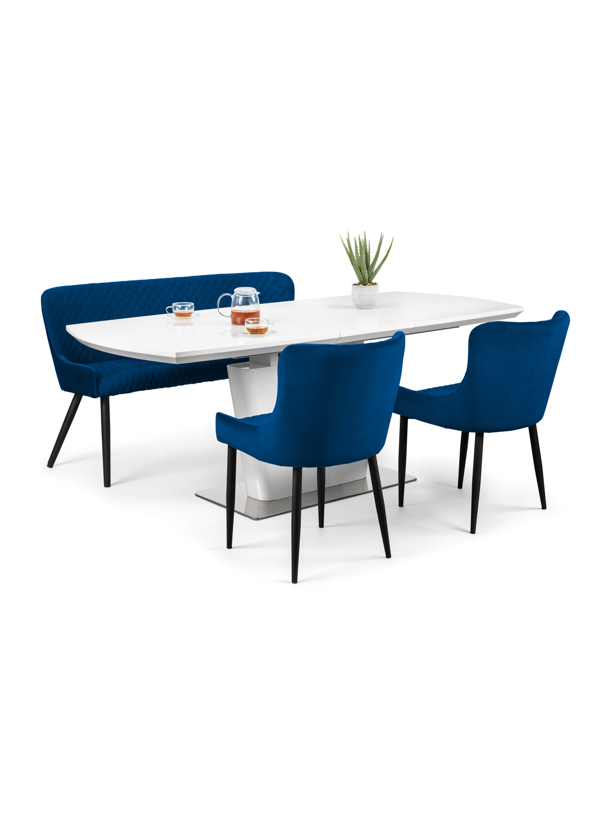 Luxe High Back Bench - Blue