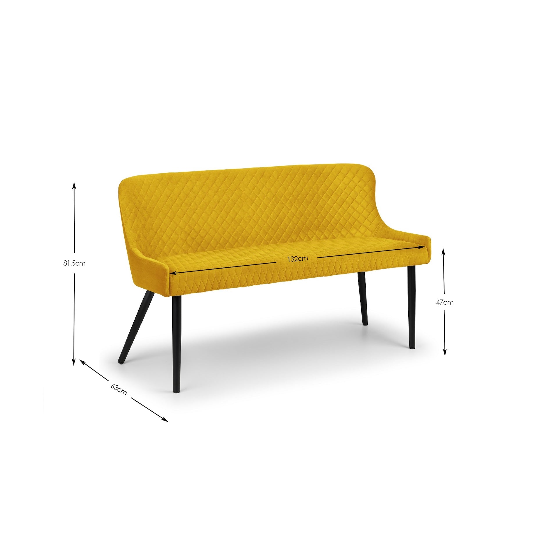 Luxe High Back Bench - Mustard – Julian Bowen, view 5