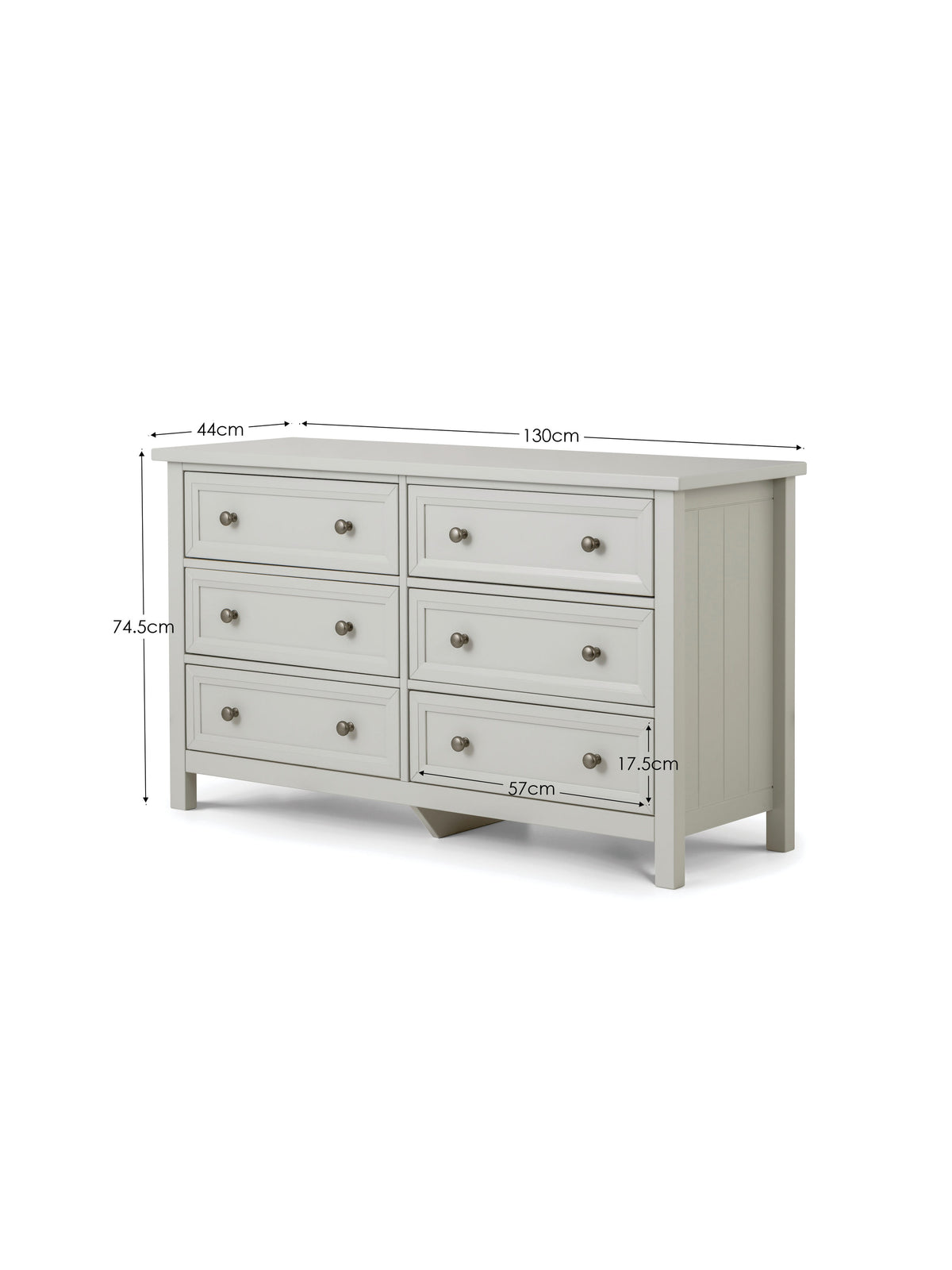 Maine 6 Drawer Wide Chest- Dove Grey