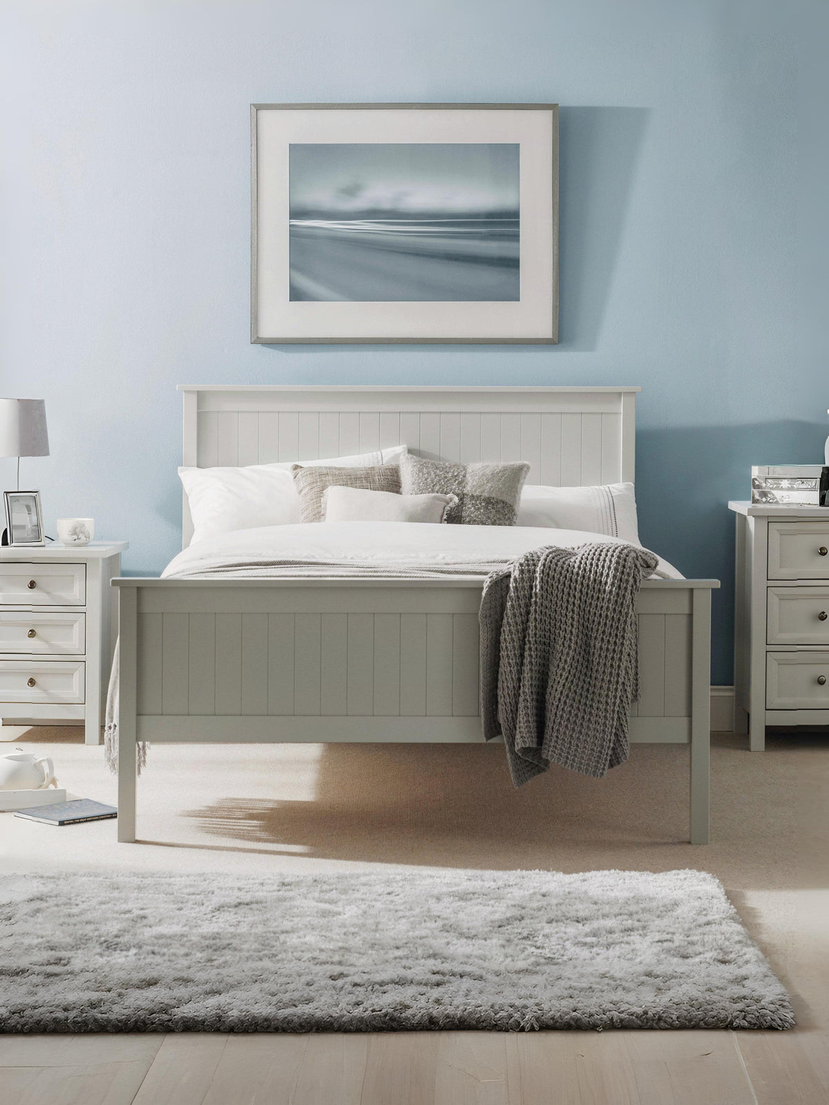Maine Wooden Bed - Dove Grey