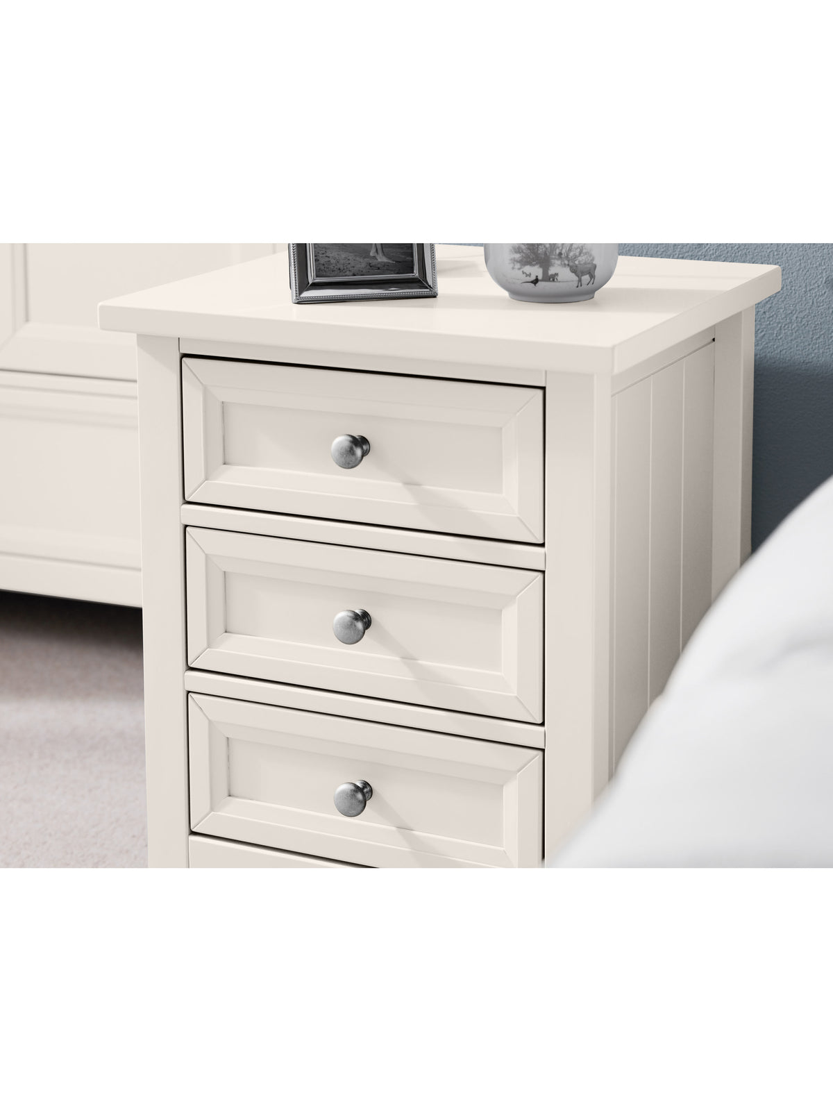 Maine 3 Drawer Bedside - Surf White