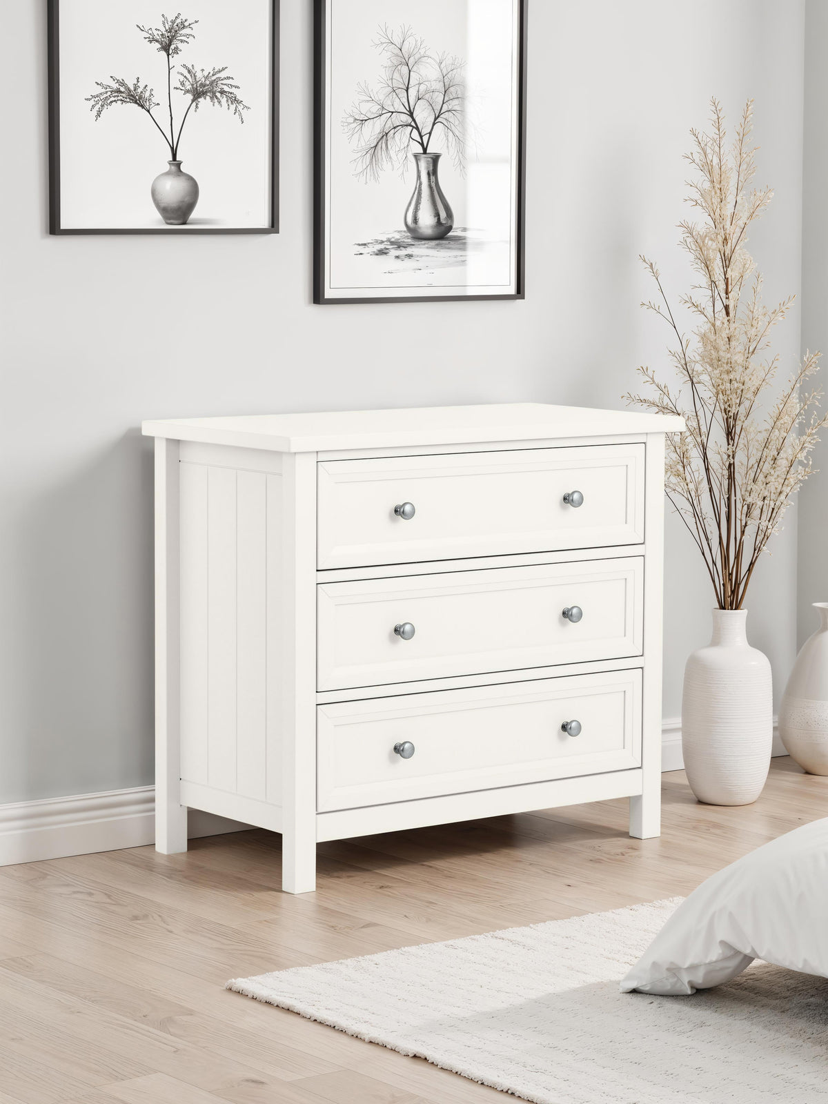 Maine 3 Drawer Chest - Surf White