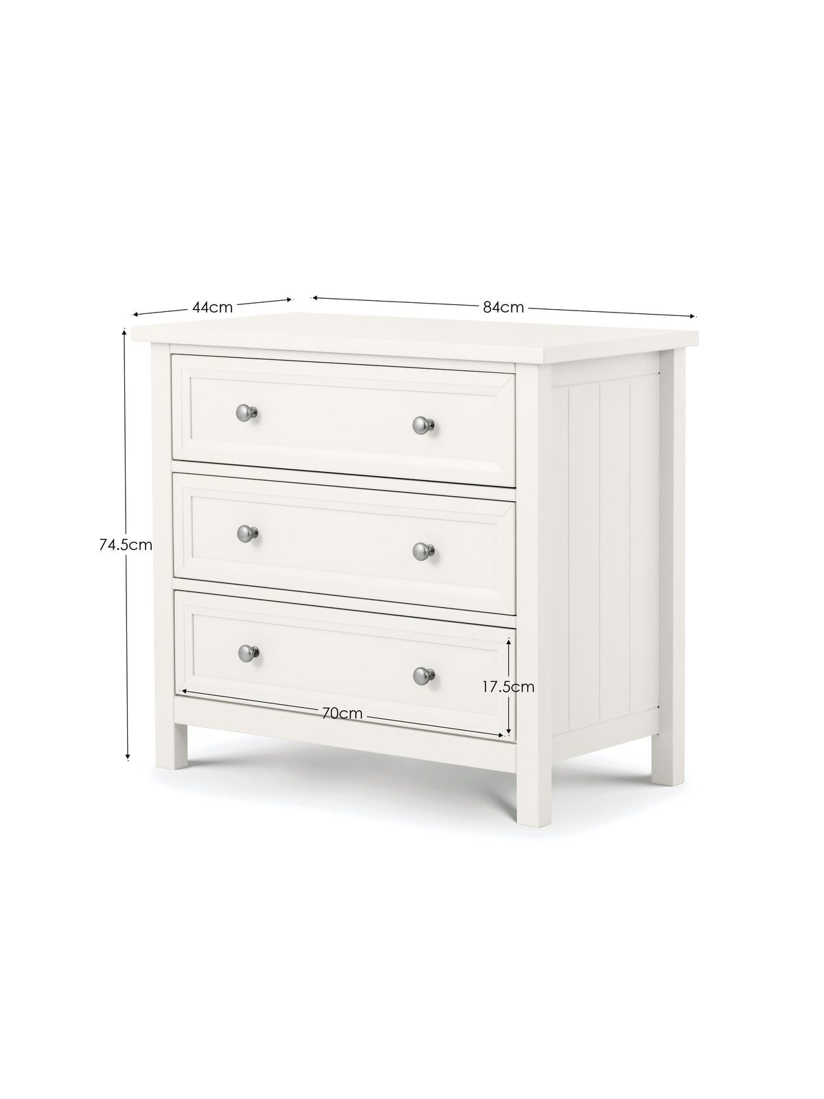 Maine 3 Drawer Chest - Surf White