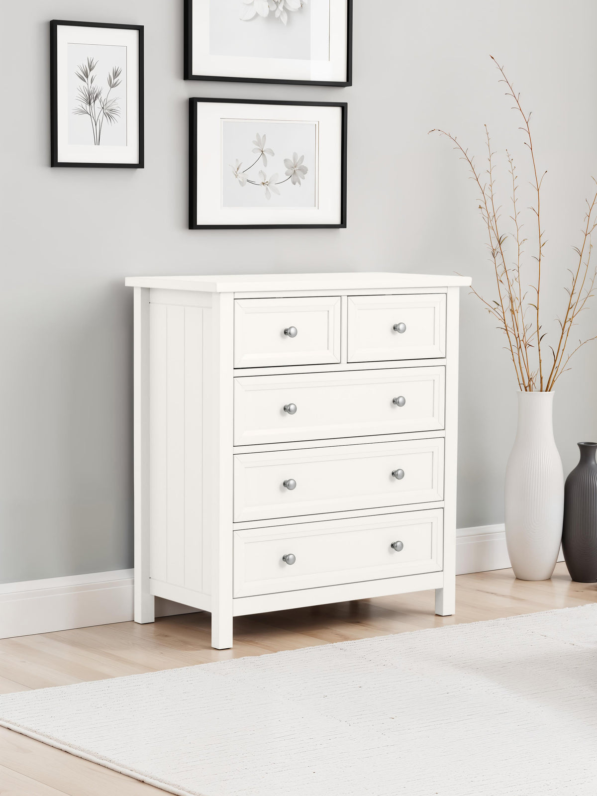 Maine 3+2 Drawer Chest - Surf White
