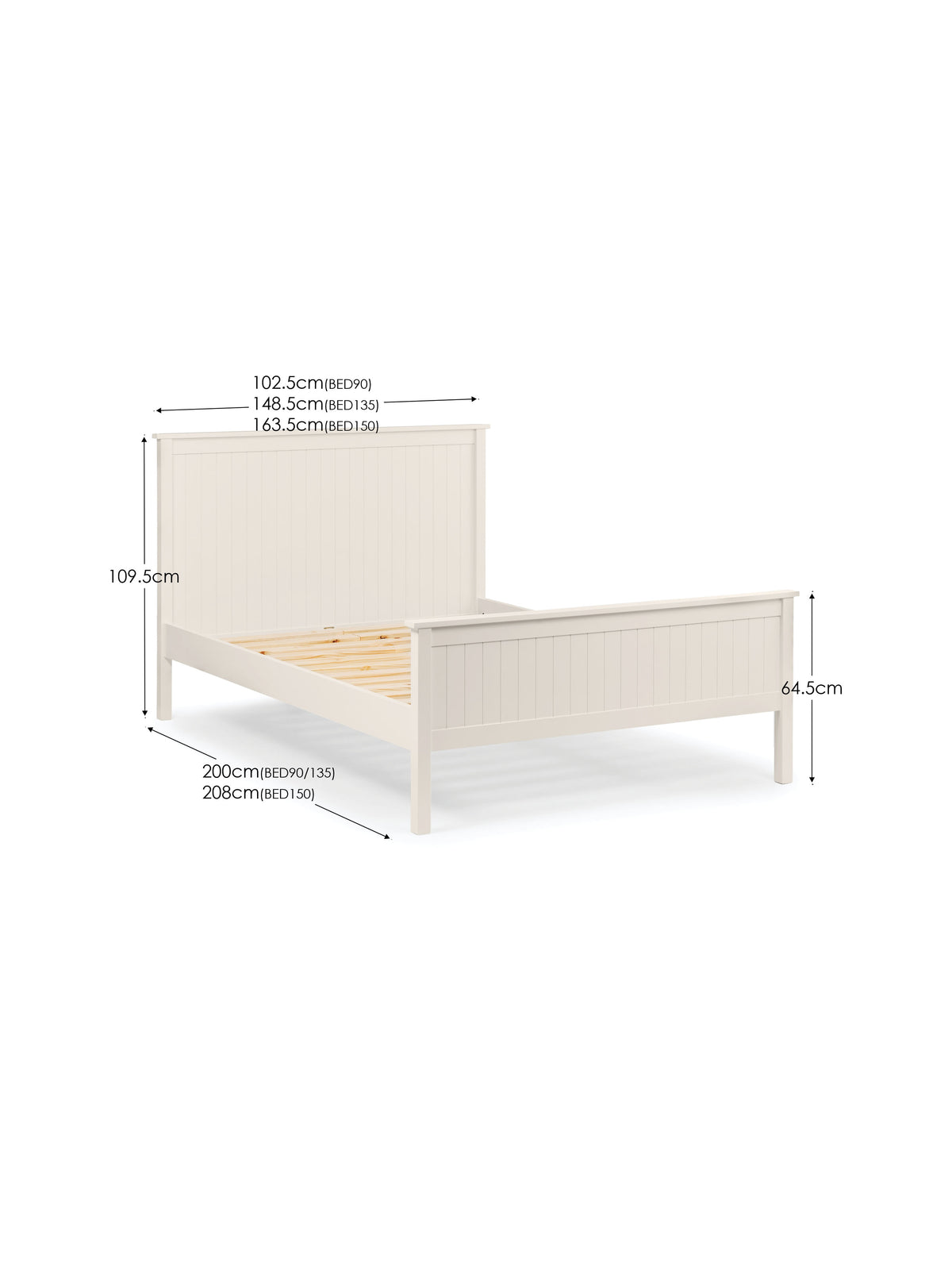 Maine Wooden Bed - Surf White