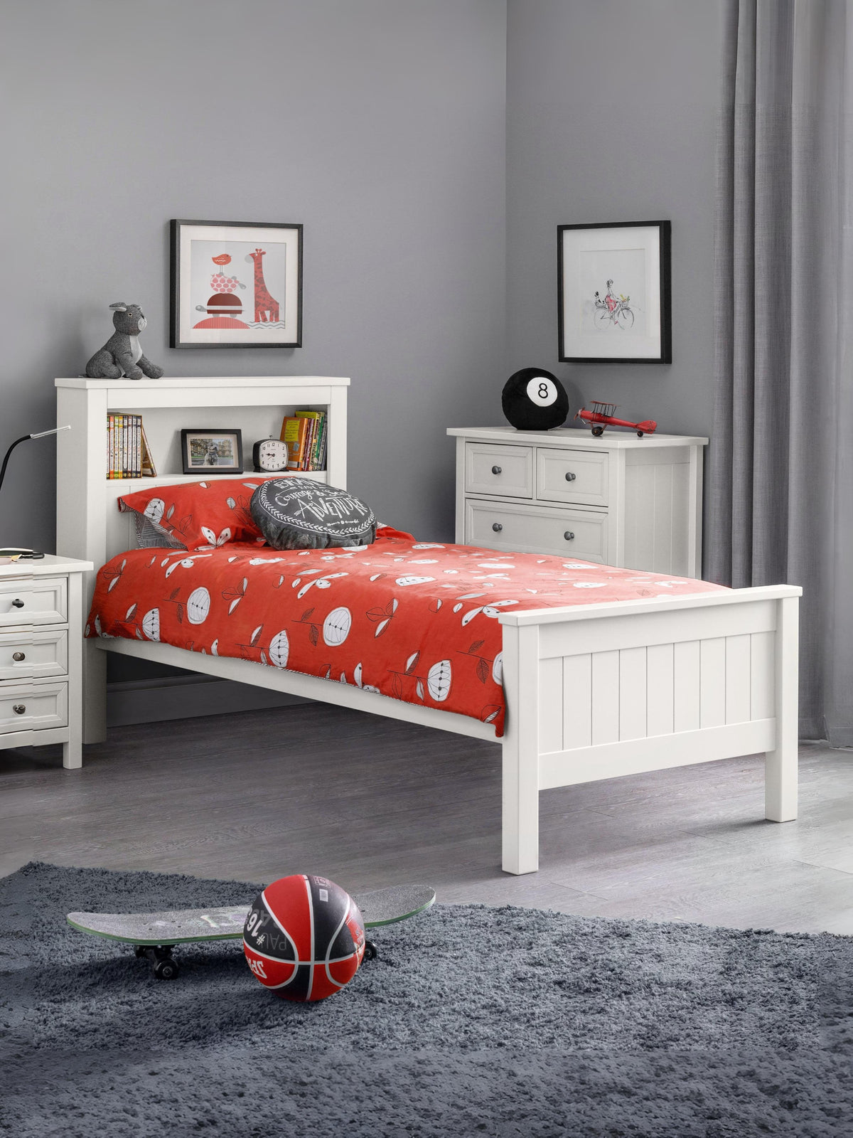 Maine Bookcase Bed Surf White