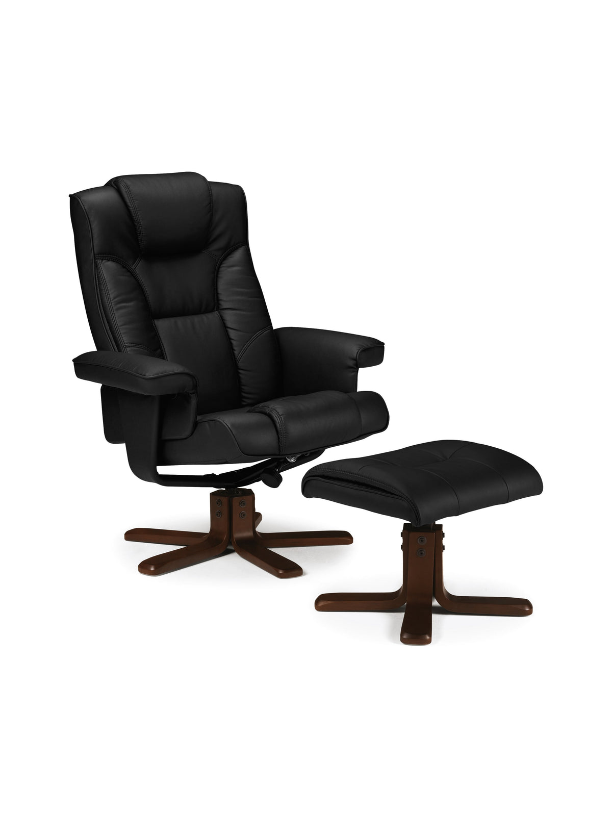 Malmo Swivel Recliner & Stool Black