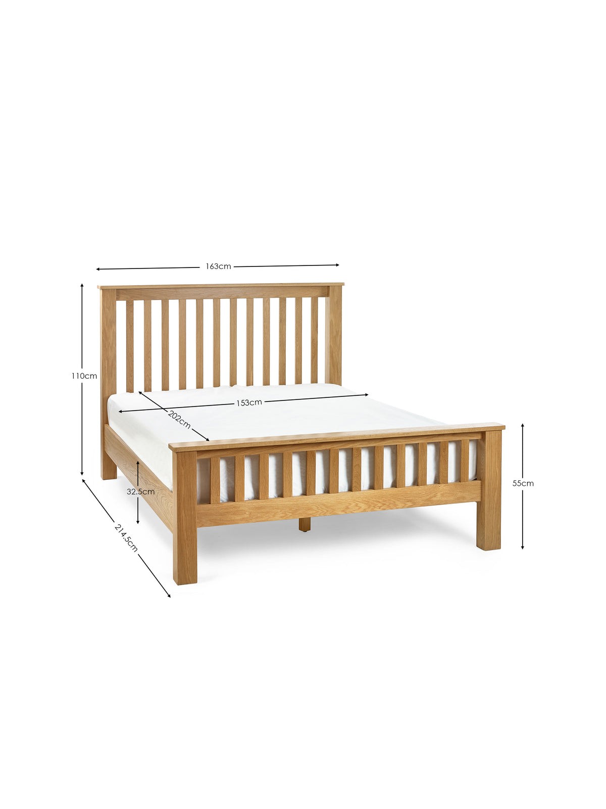 Mallory Oak Bed - High Footer
