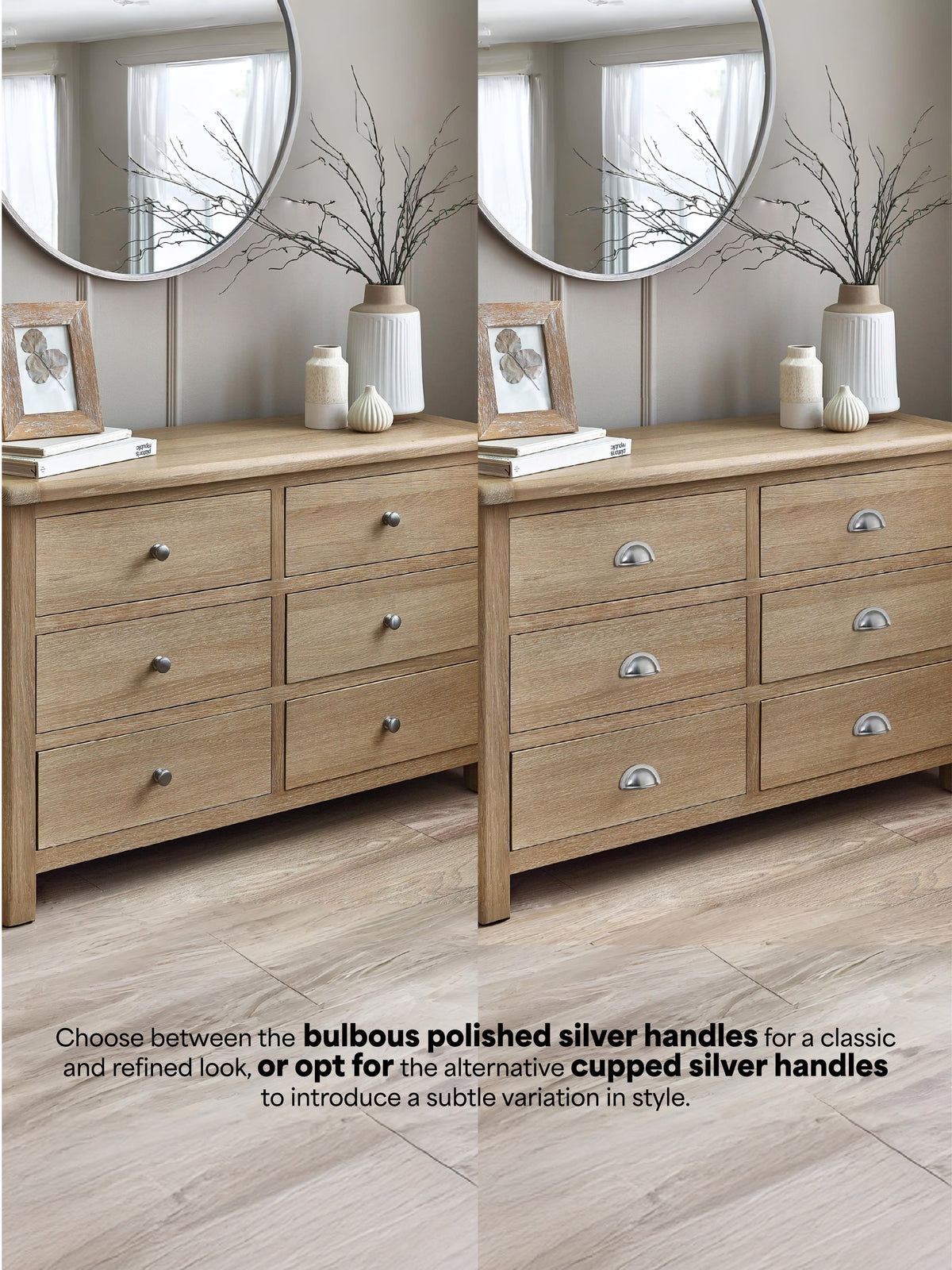 Memphis Limed Oak 6 Drawer Wide Chest