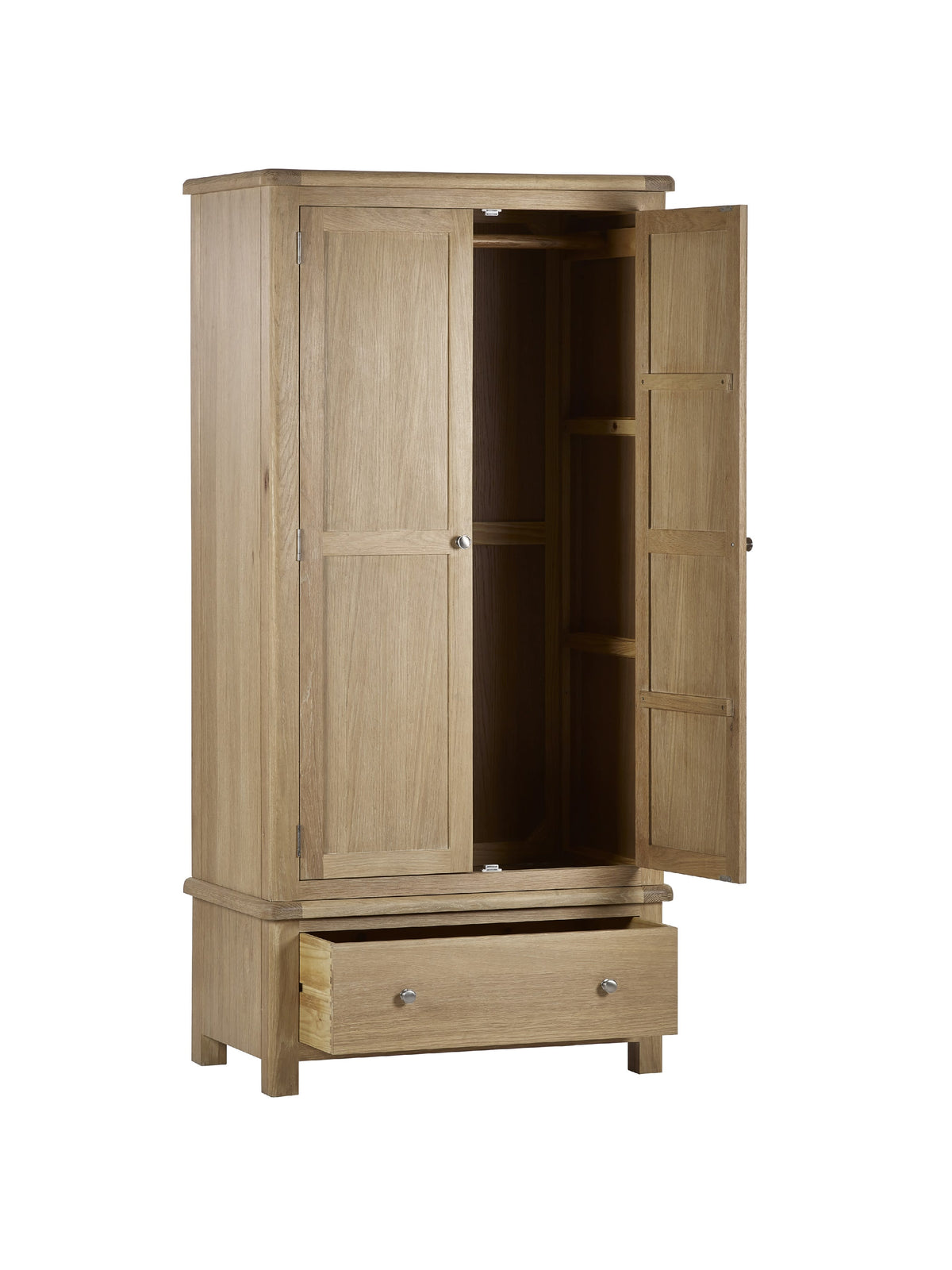Memphis Limed Oak 2 Door 1 Drawer Wardrobe