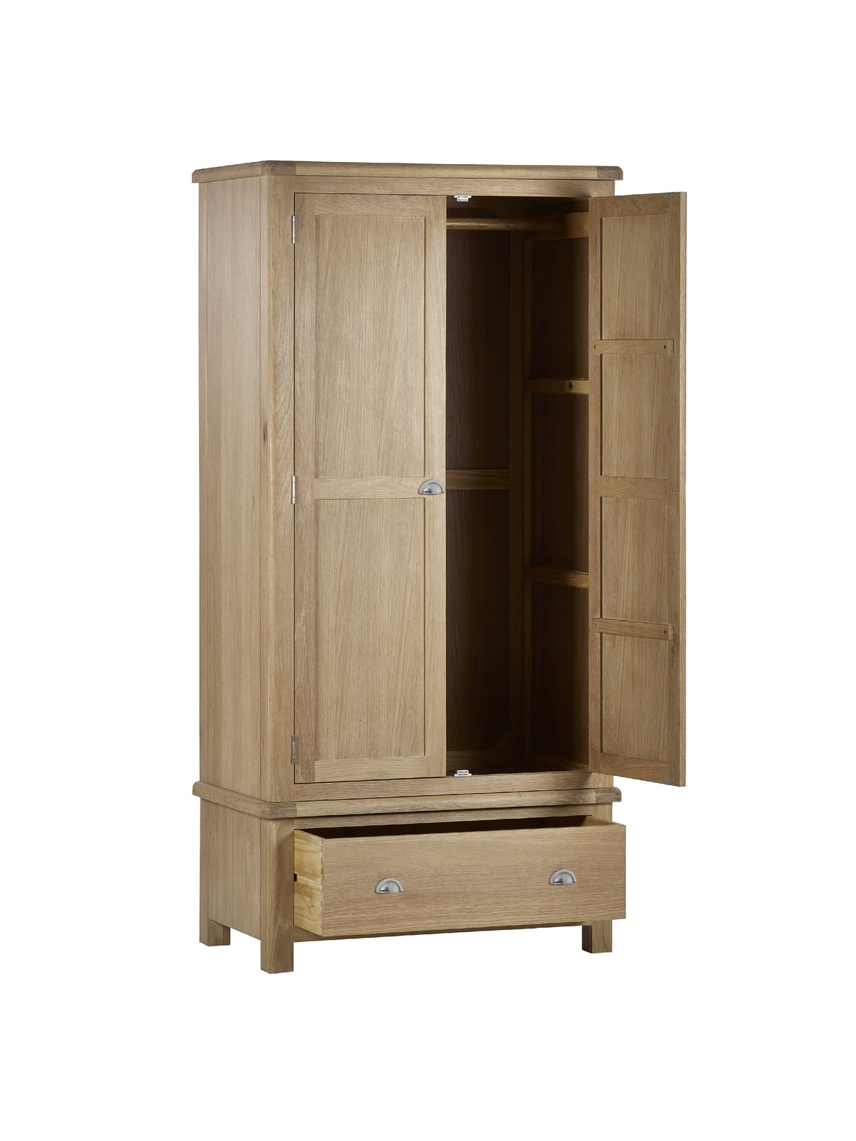 Memphis Limed Oak 2 Door 1 Drawer Wardrobe