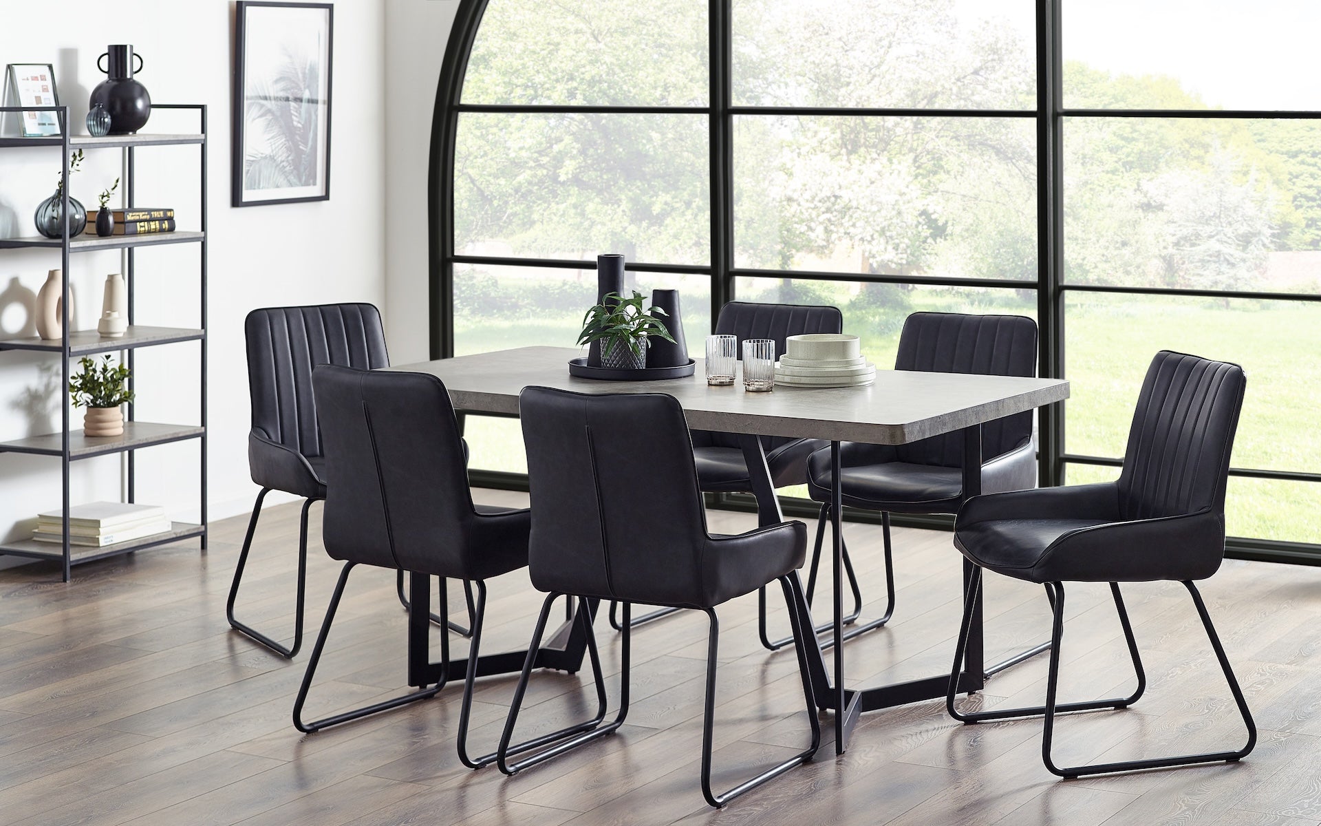 Miller Concrete Effect Dining Table – Julian Bowen, view 2