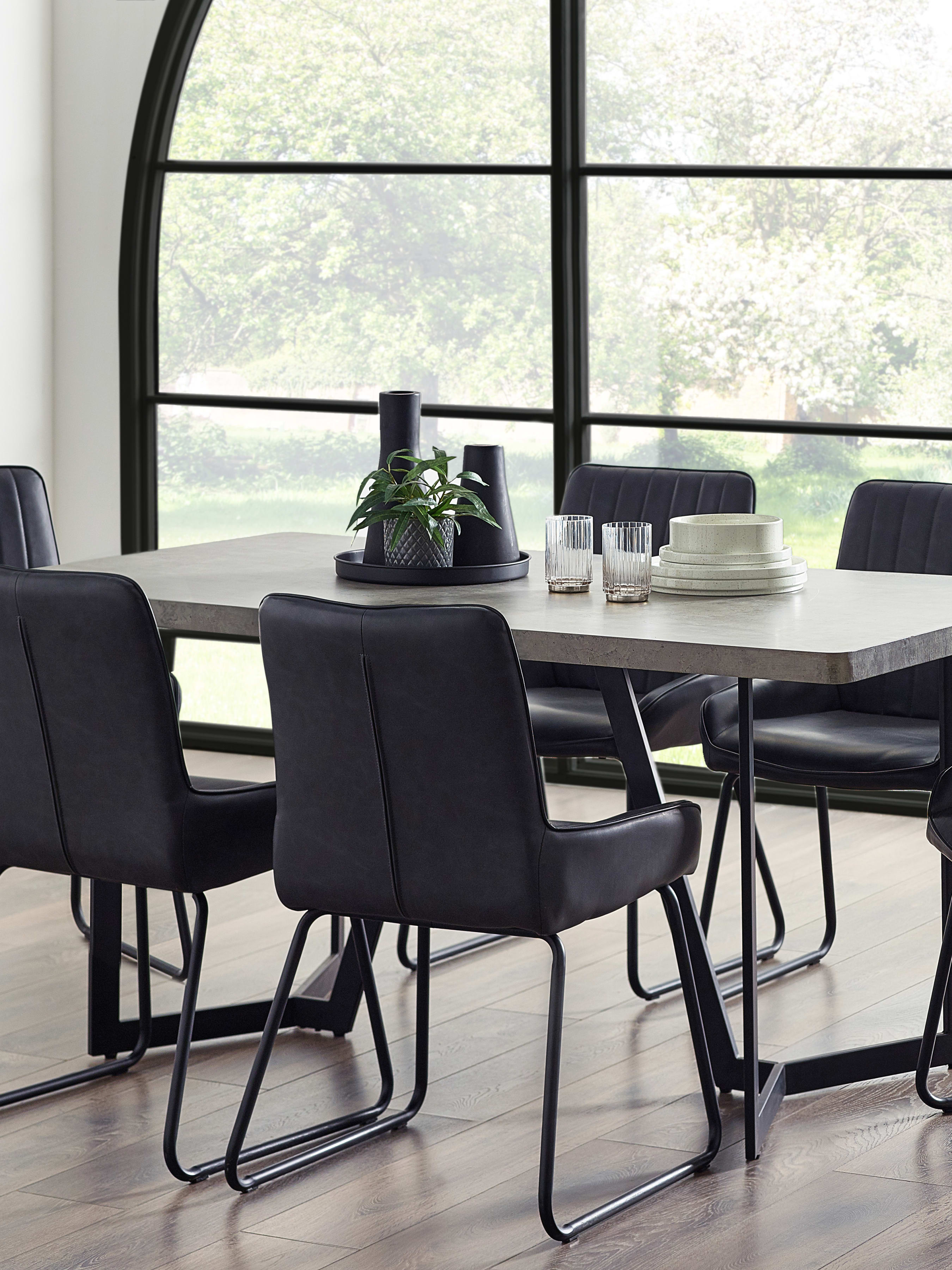 Miller Concrete Effect Dining Table & 6 Soho Chairs