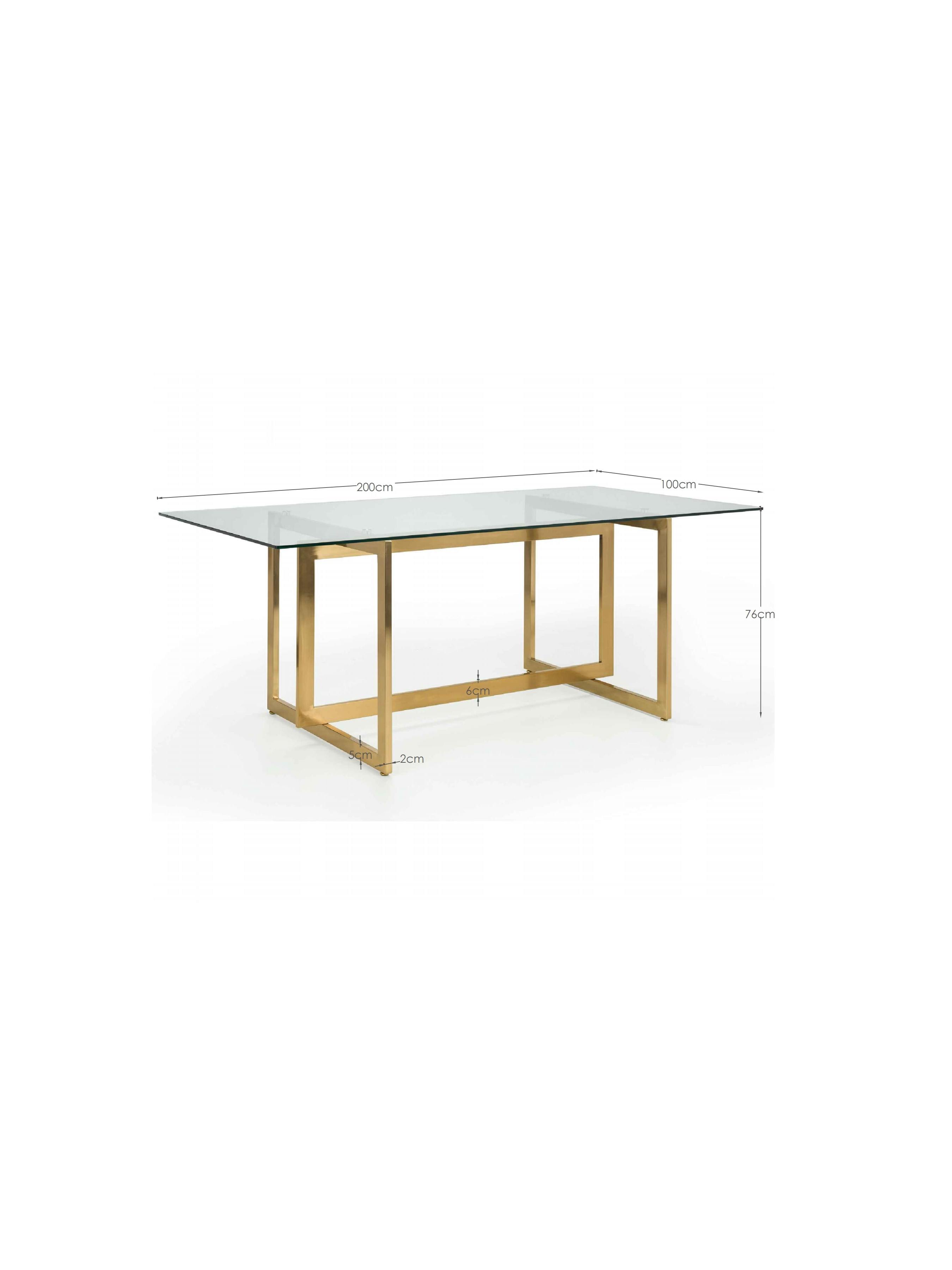 Minori Rectangular Table and 6 Grey Vittoria Chairs – Glass/Gold