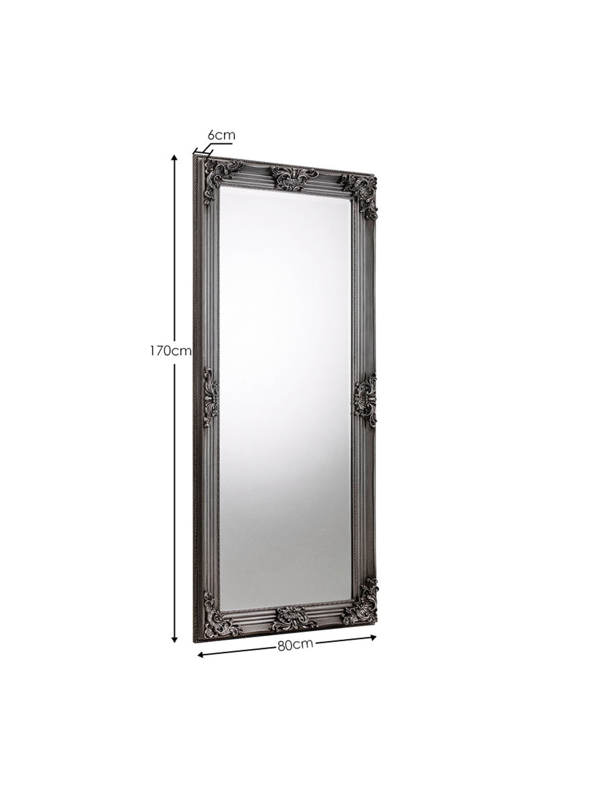 Rococo Pewter Lean-To Dress Mirror