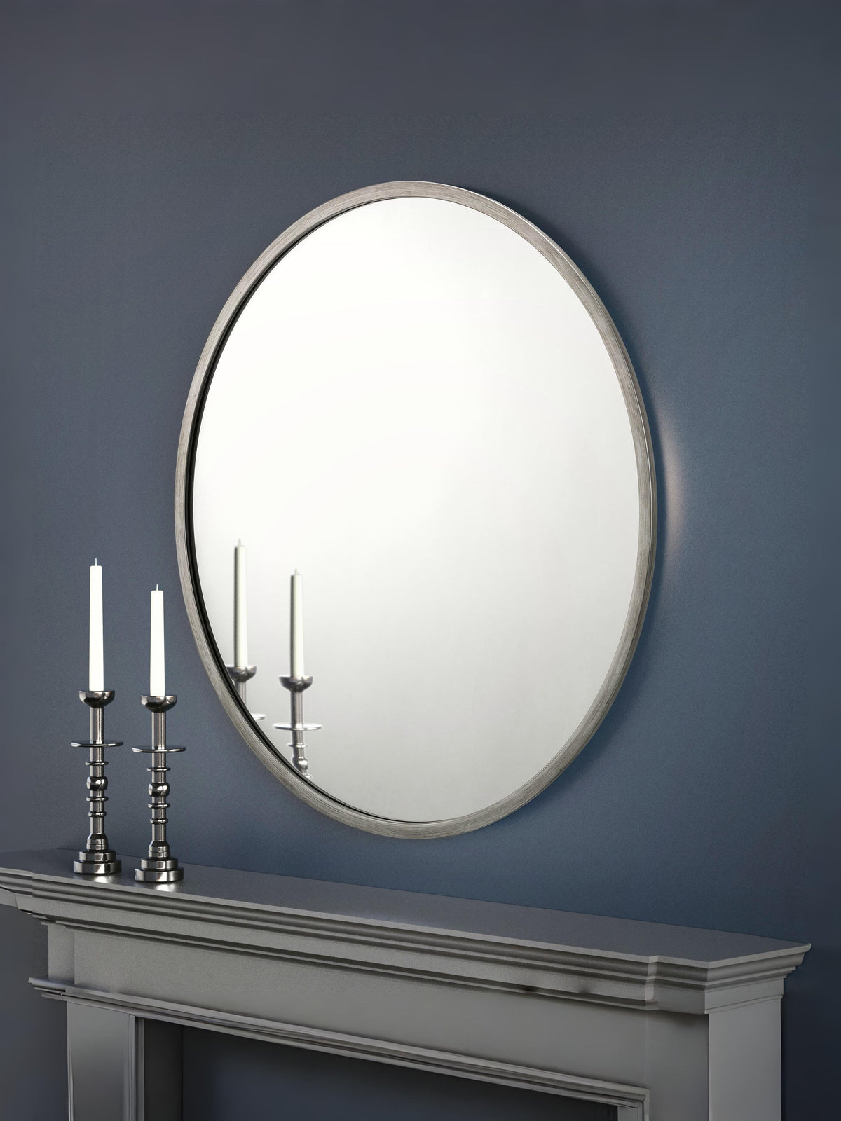 Octave Round Pewter Wall Mirror