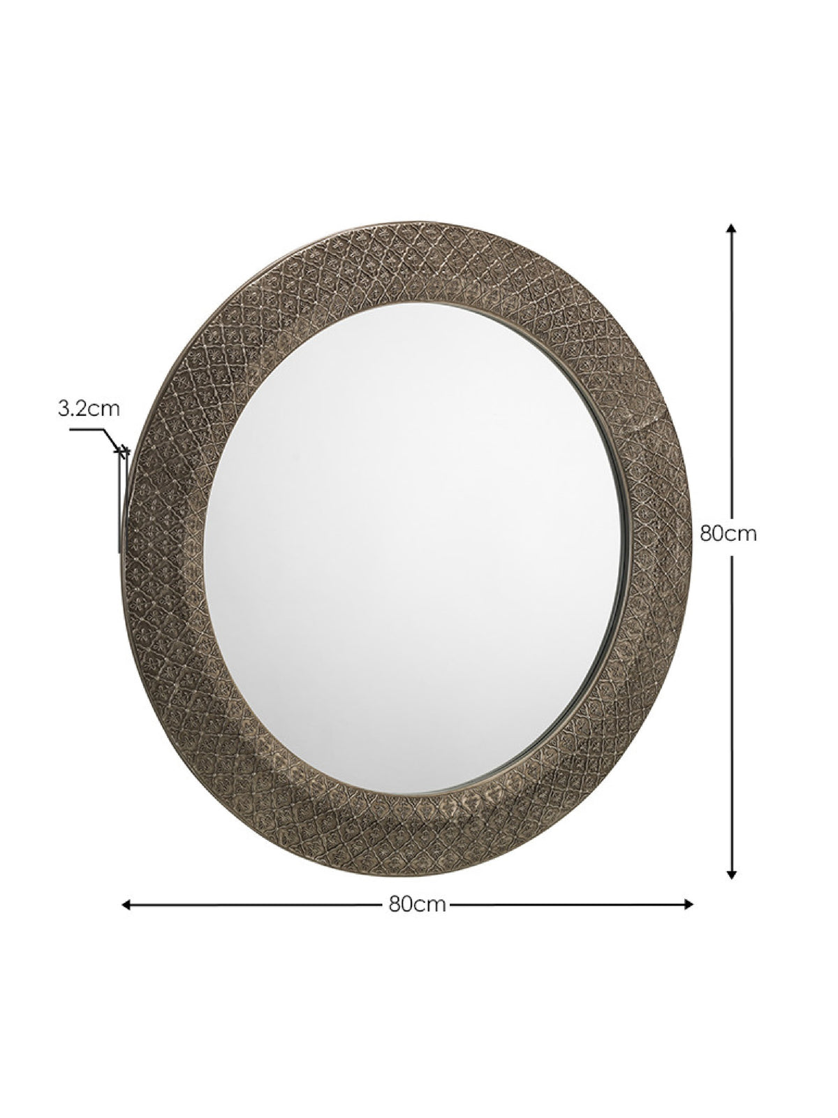Cadence Large Round Pewter Wall Mirror