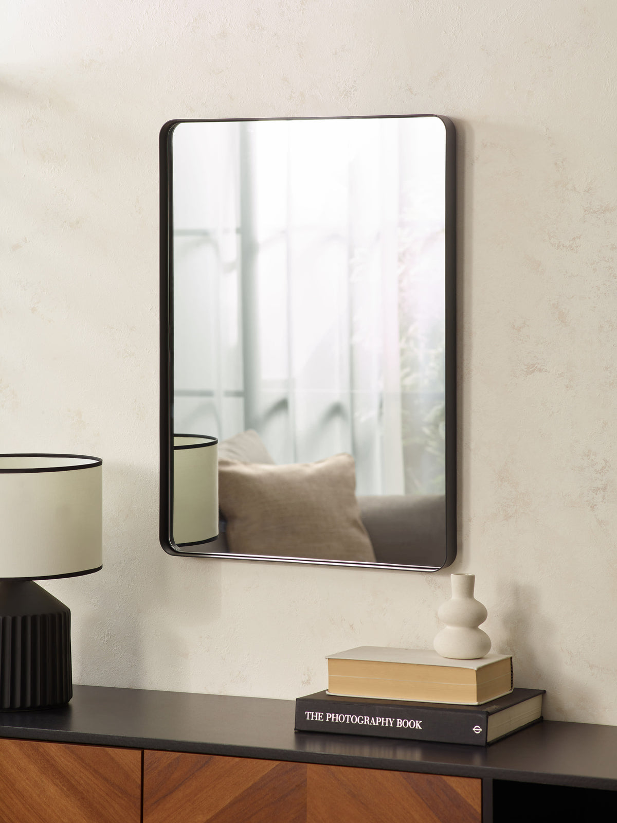 Jaya Black Frame Rectangular Wall Mirror