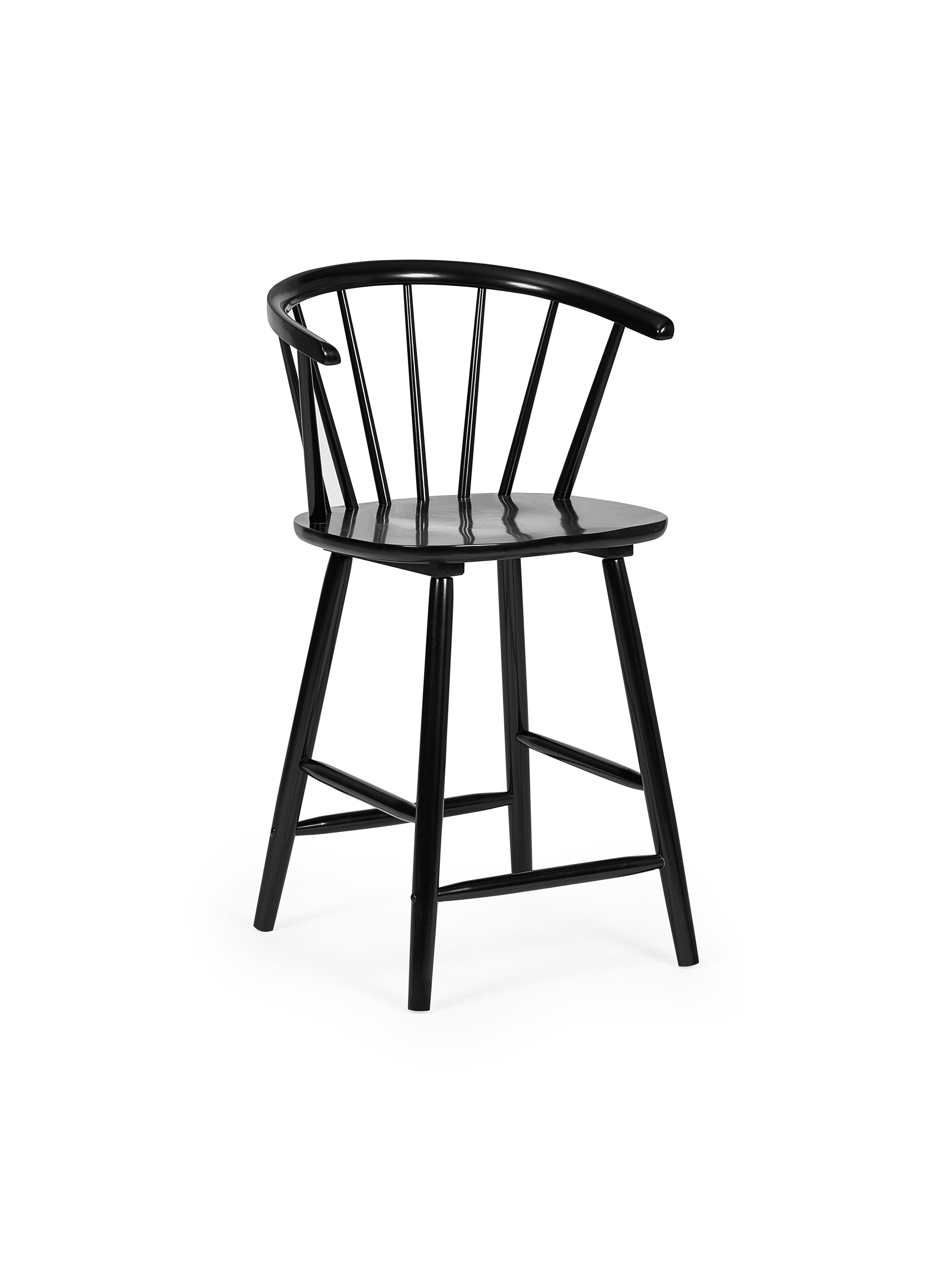 Modena Black Ash 112cm Solid Wood Bar Stool – Black Ash Effect