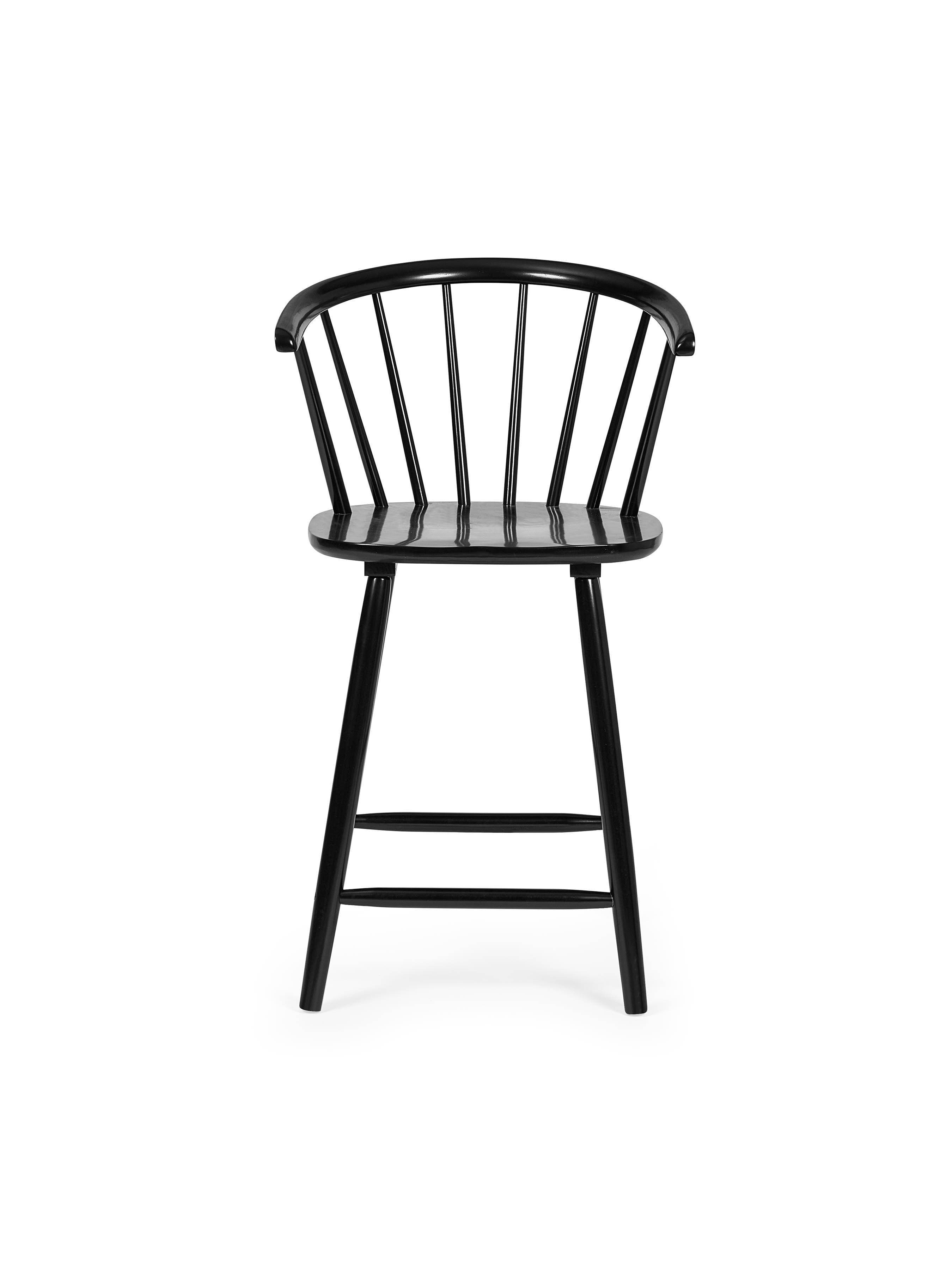 Modena Black Ash 112cm Solid Wood Bar Stool – Black Ash Effect