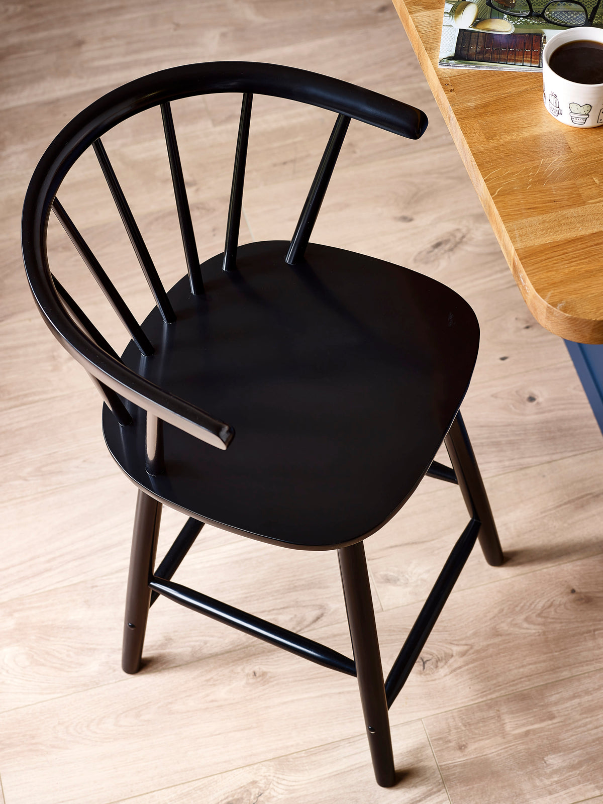Modena Black Ash 112cm Solid Wood Bar Stool – Black Ash Effect