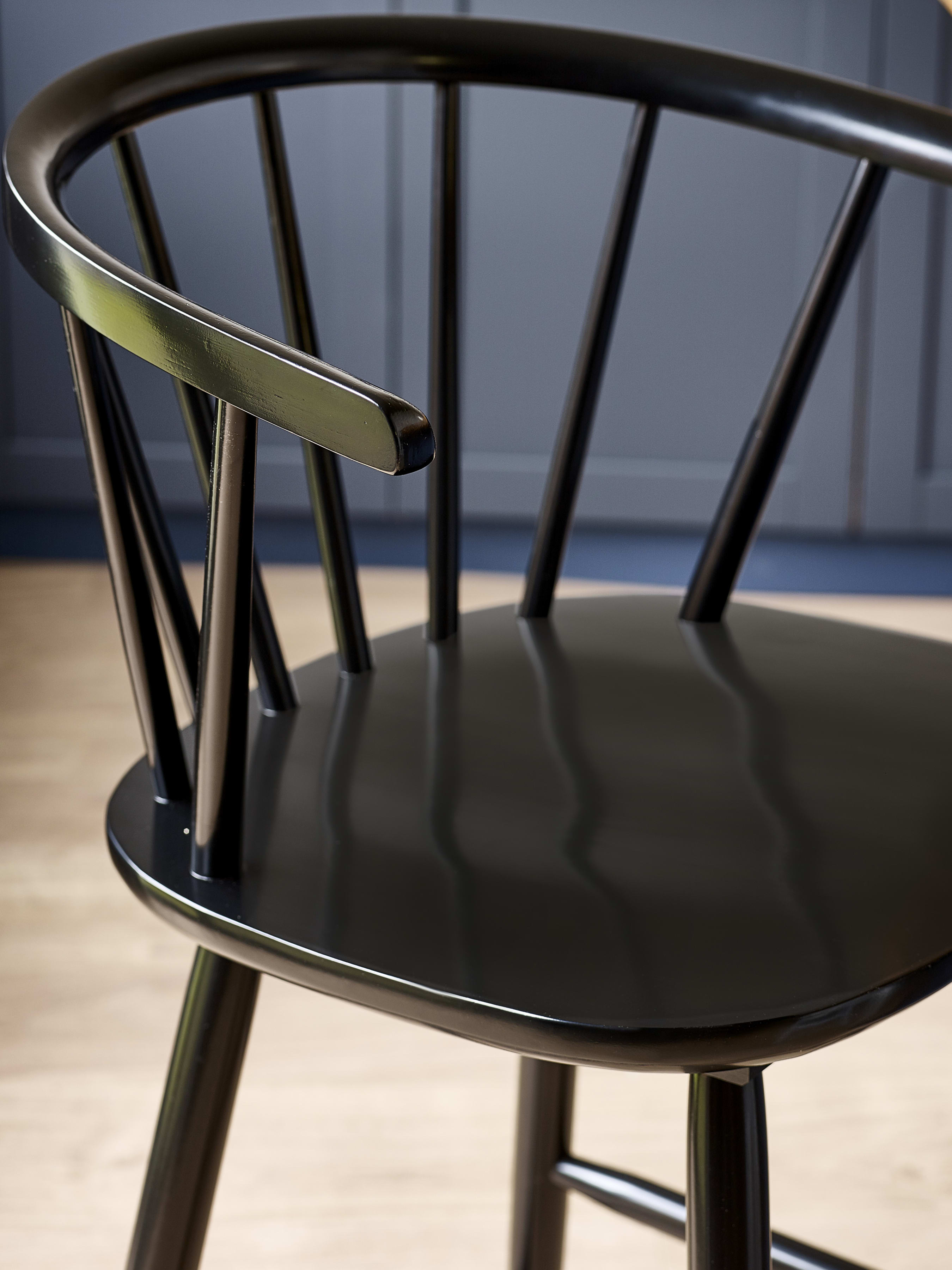 Modena Black Ash 112cm Solid Wood Bar Stool – Black Ash Effect