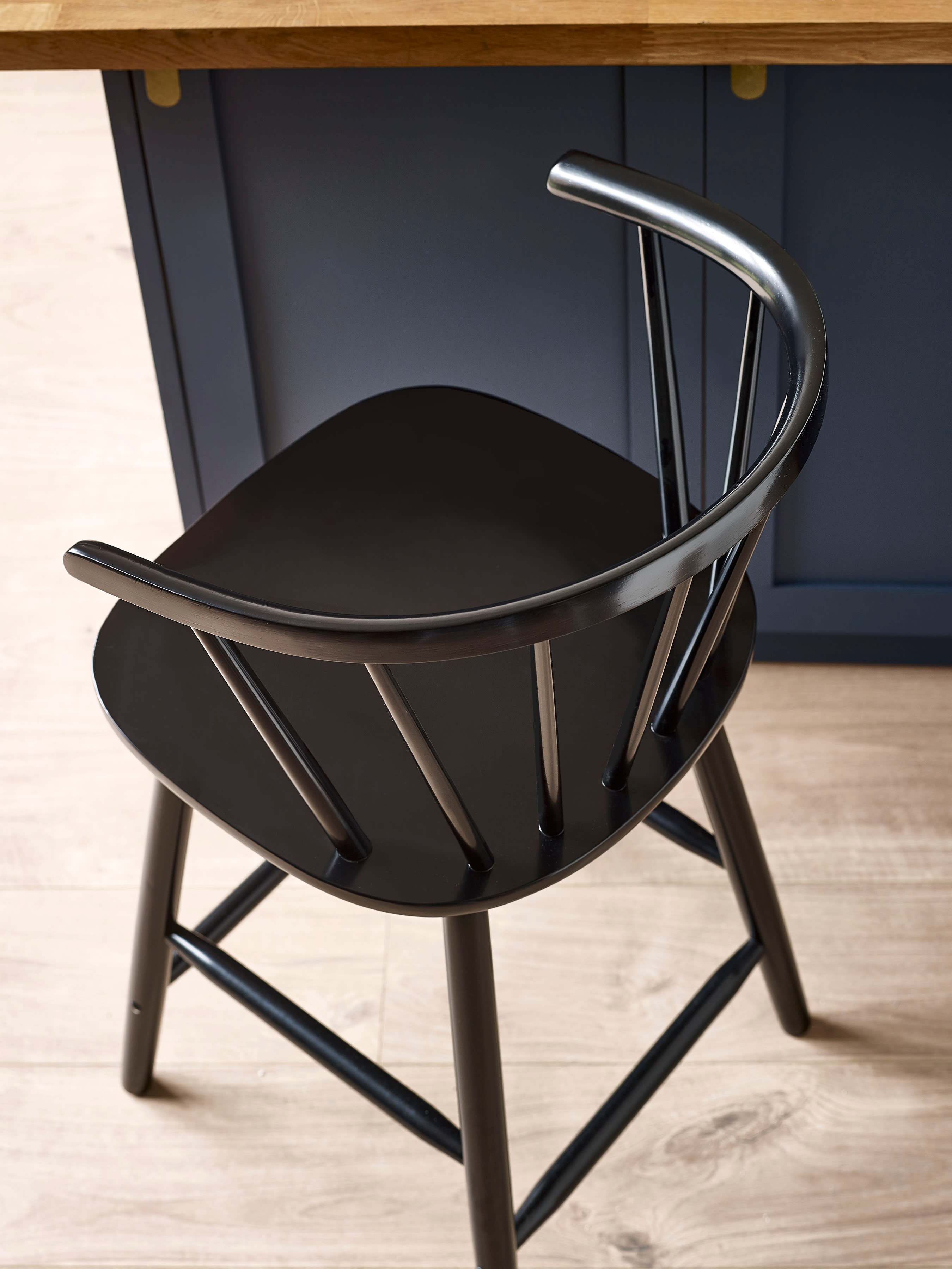 Modena Black Ash 112cm Solid Wood Bar Stool – Black Ash Effect