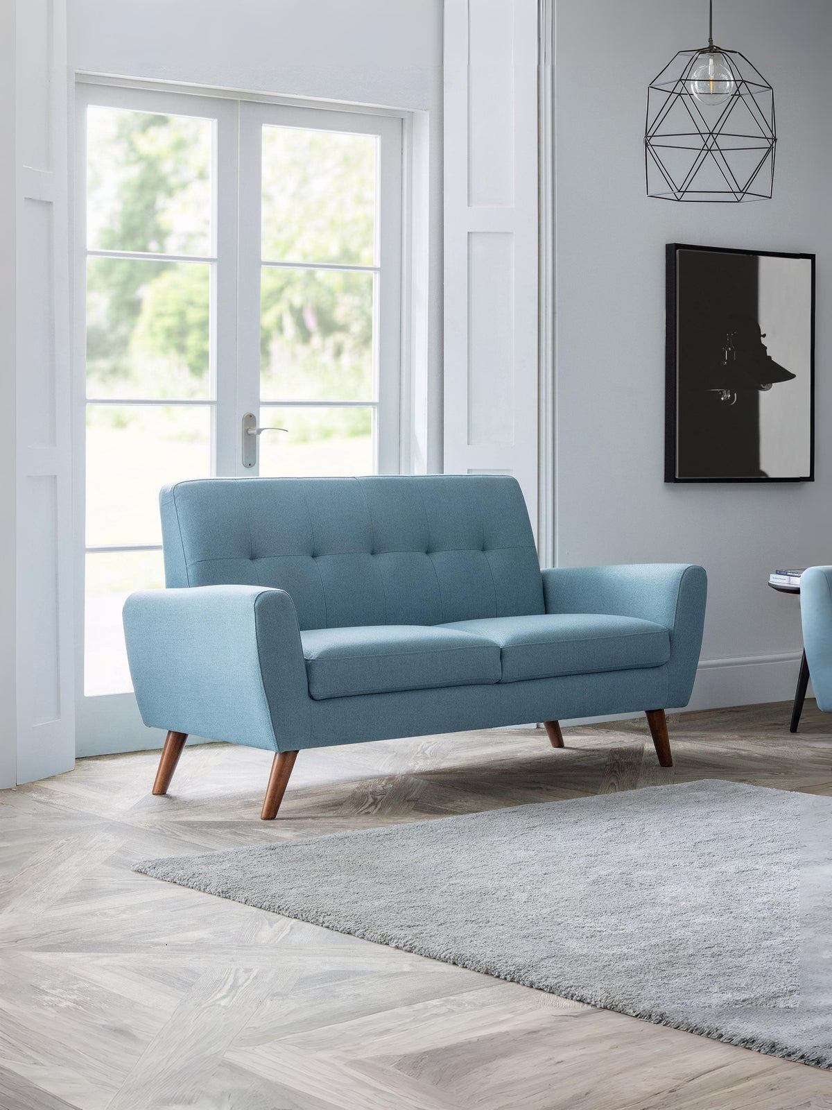Monza 2 Seater Compact Retro Sofa - Blue