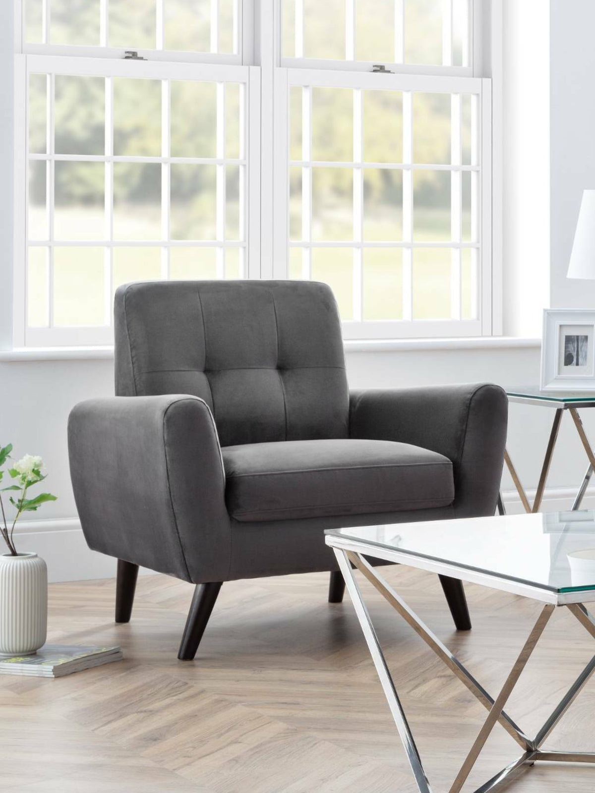 Monza Chair In Dark Grey Velvet