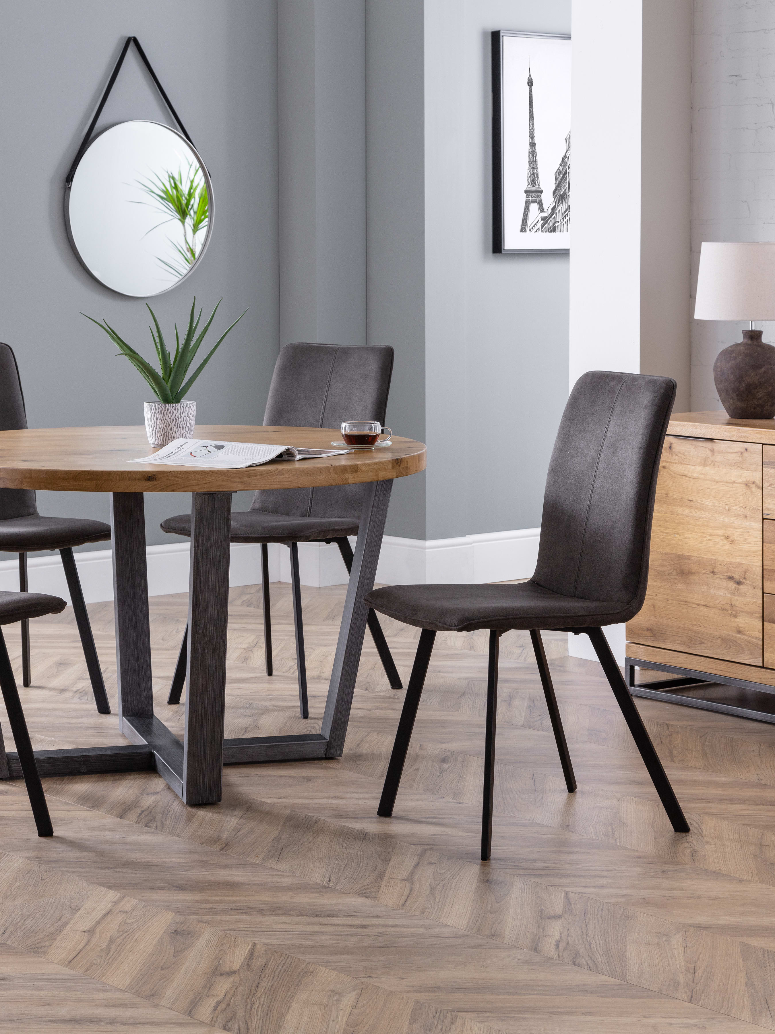 Set Of 4 Monroe Chairs – Charcoal Grey Faux Suede