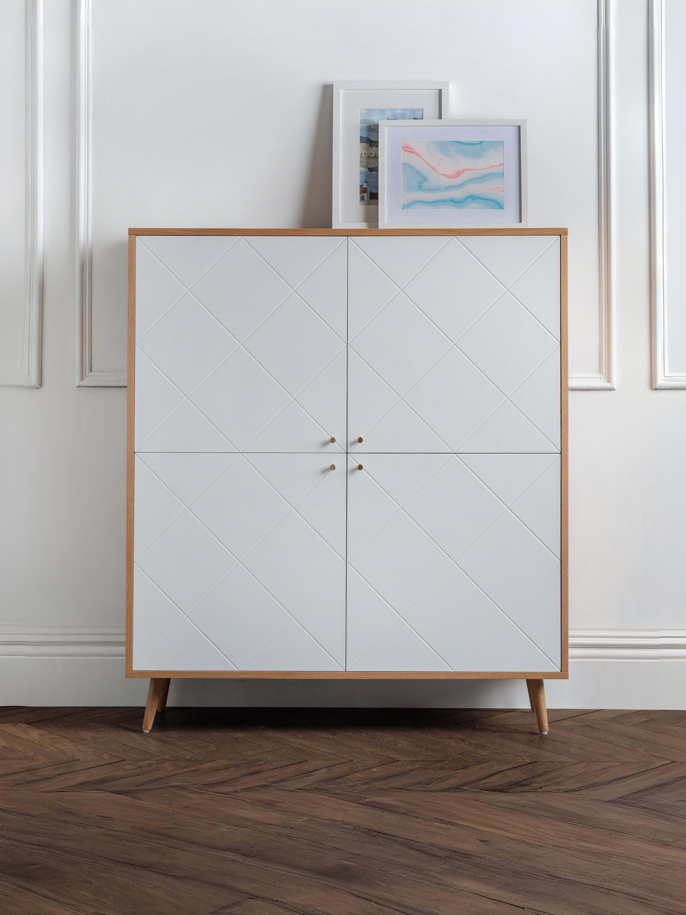 Moritz 4 Door Cabinet – Oak & White – White and Oak Effect